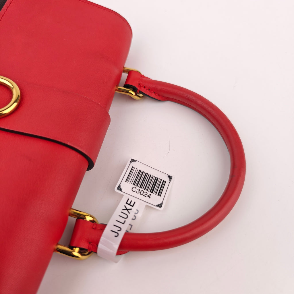 C3024 Louis Vuitton Top Handle Bag Locky BB Monogram Canvas Coquelicot | Pre-Owned Very Good Red Monogram Canvas