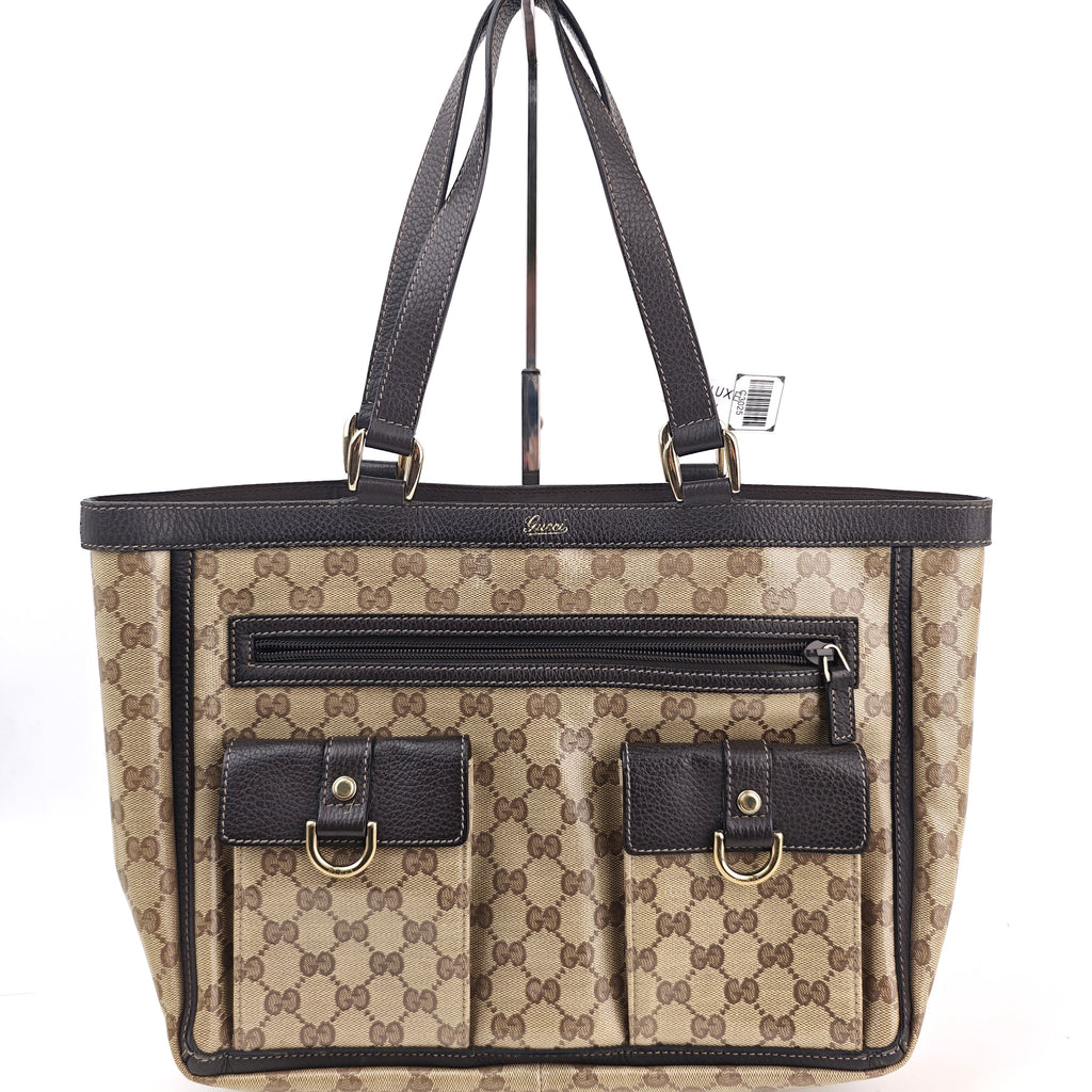 C3025 Gucci Tote Bag GG Crystal Coated Canvas Abbey Pocket Tote Bag | Pre-Owned Very Good GG Crystal Canvas, Coated canvas