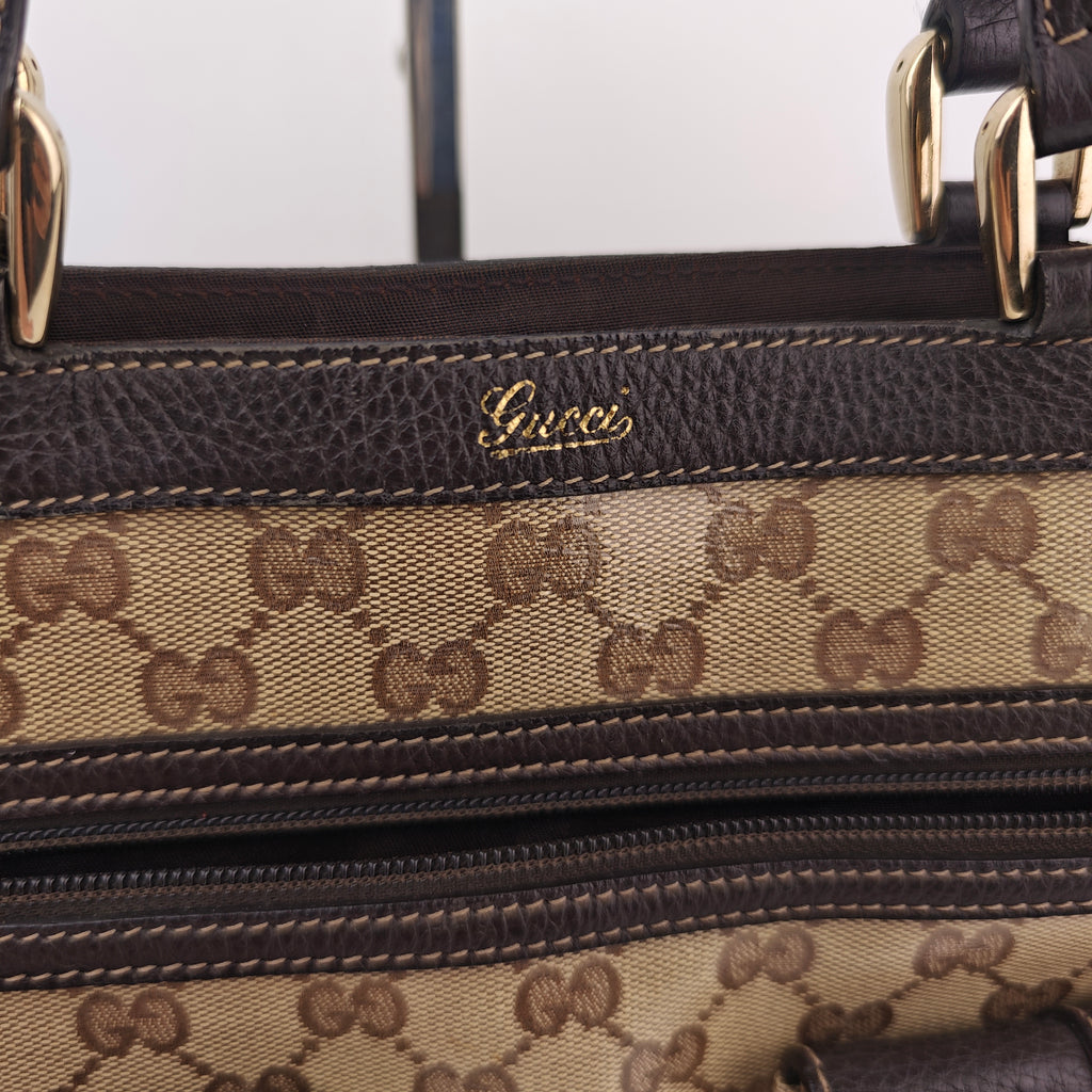 C3025 Gucci Tote Bag GG Crystal Coated Canvas Abbey Pocket Tote Bag | Pre-Owned Very Good GG Crystal Canvas, Coated canvas