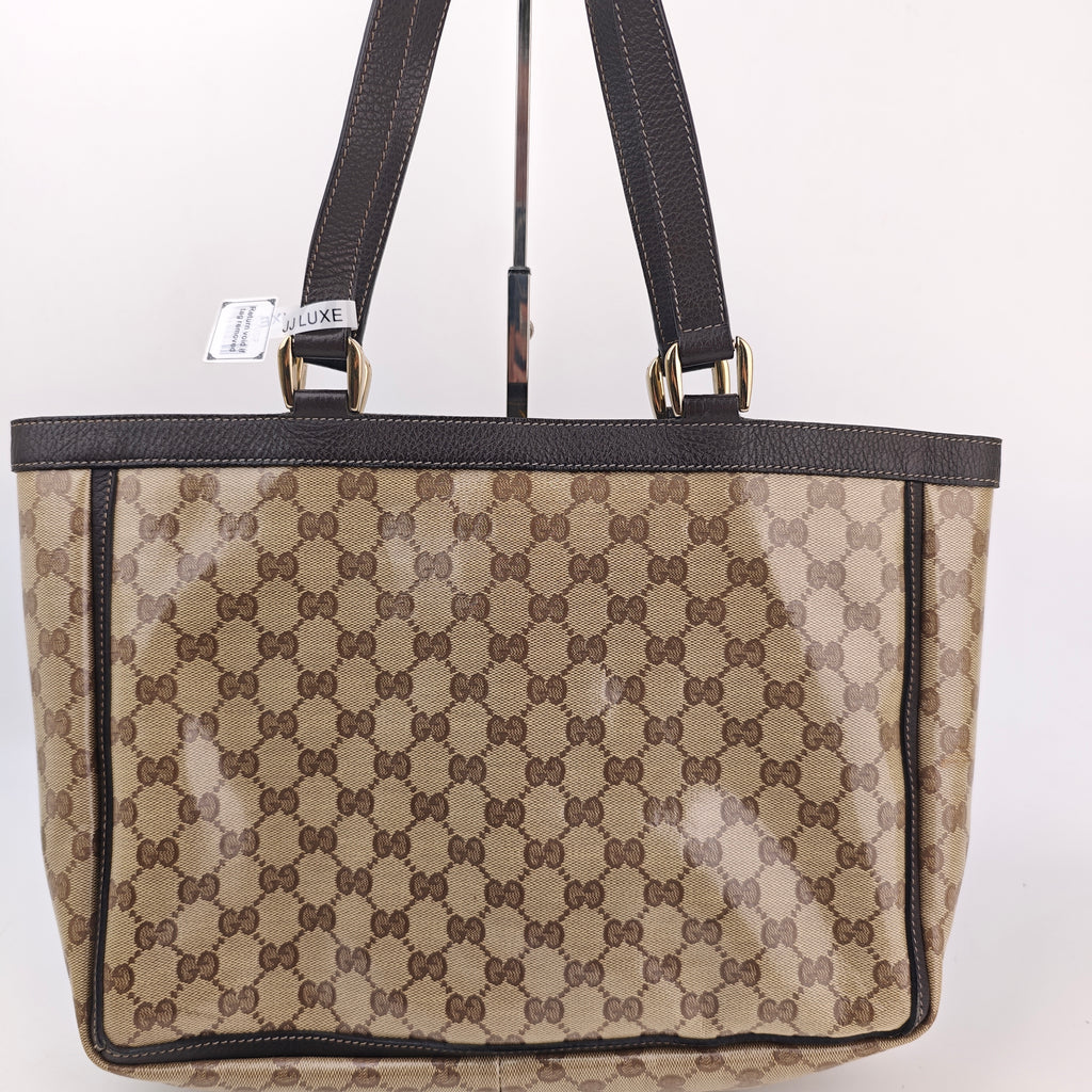 C3025 Gucci Tote Bag GG Crystal Coated Canvas Abbey Pocket Tote Bag | Pre-Owned Very Good GG Crystal Canvas, Coated canvas