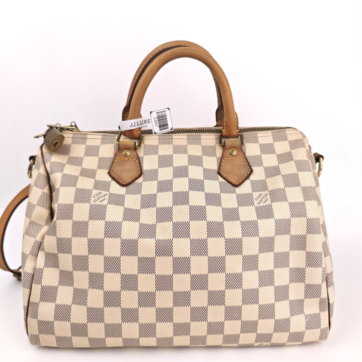C3031 Louis Vuitton Top Handle Bag Speedy Damier Azur Bandoulière 30 | Pre-Owned Very Good Blue / White Damier Azur Canvas