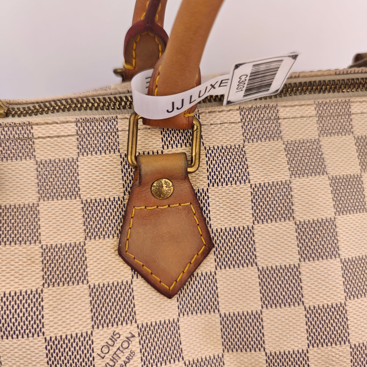C3031 Louis Vuitton Top Handle Bag Speedy Damier Azur Bandoulière 30 | Pre-Owned Very Good Blue / White Damier Azur Canvas