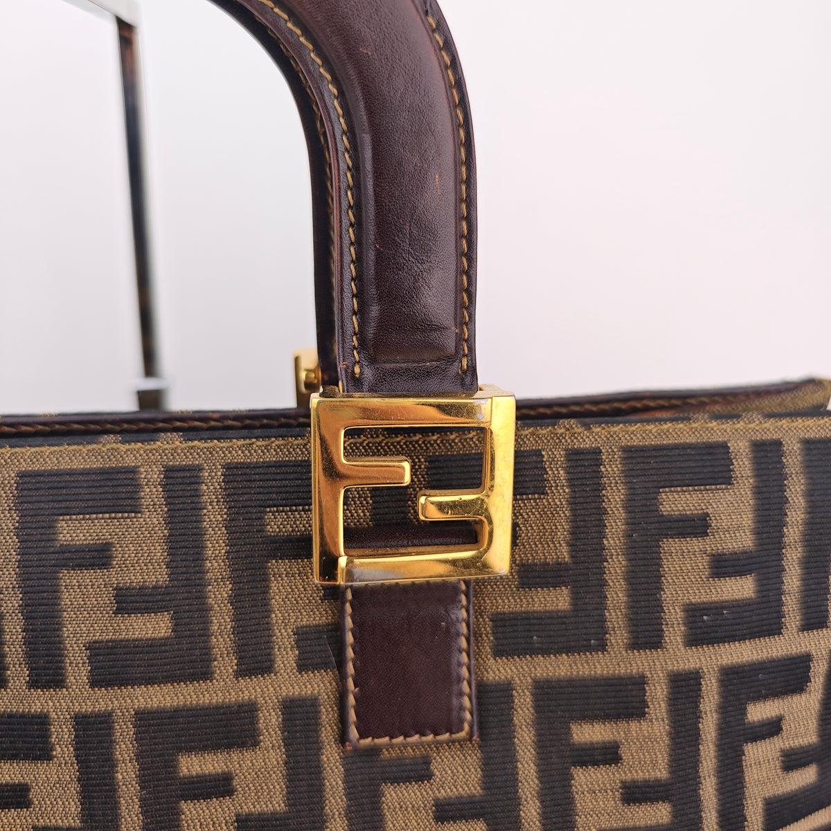 C3032 Fendi Top Handle Bag Fendi Zucca Twin Top Handle Tote | Pre-Owned Very Good