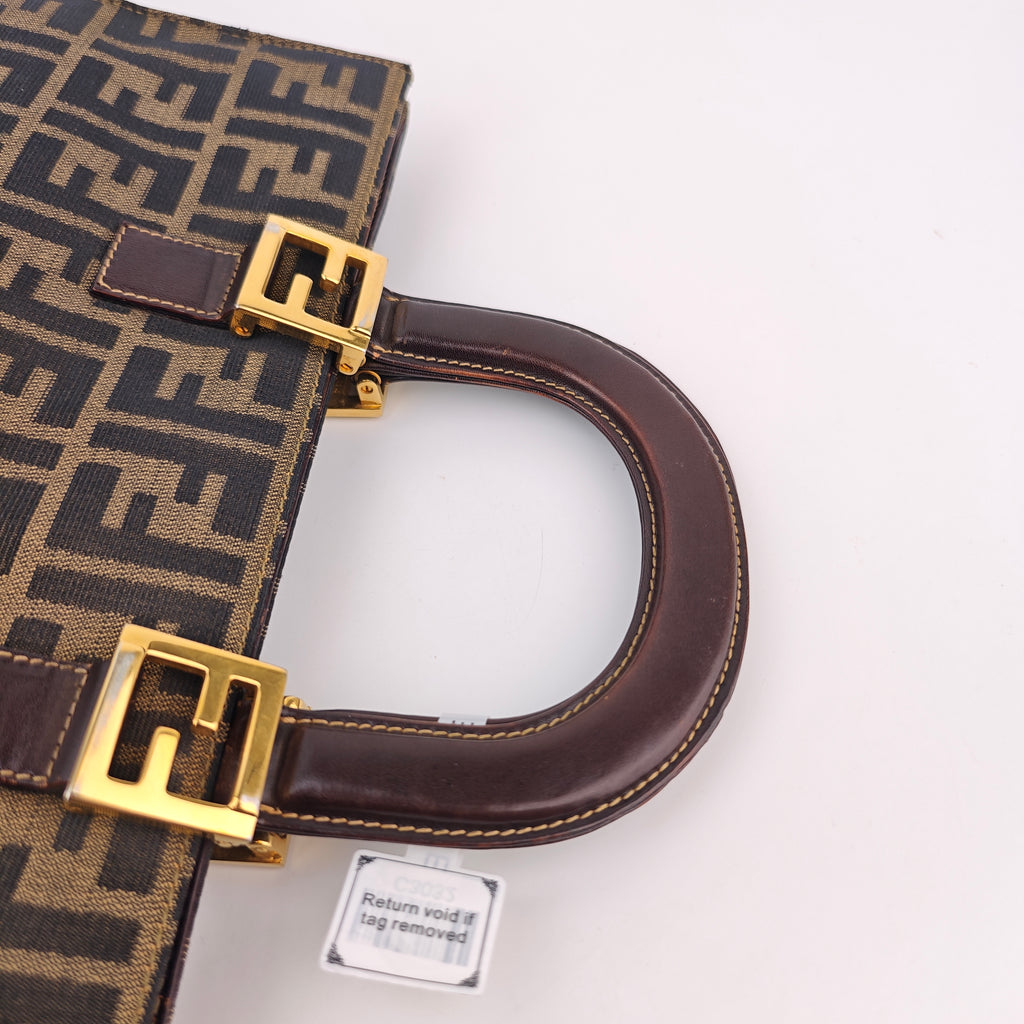 C3032 Fendi Top Handle Bag Fendi Zucca Twin Top Handle Tote | Pre-Owned Very Good