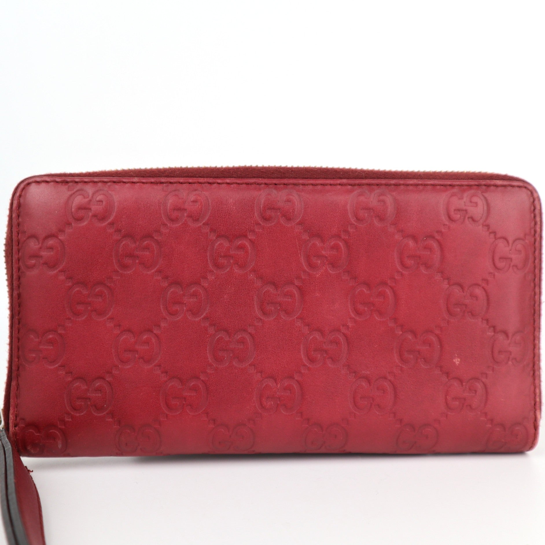 C2144 Gucci Wallet Imprime Monogram GG Pierce Zip Around Wallet Red | Pre-Owned Very Good Red Monogram
