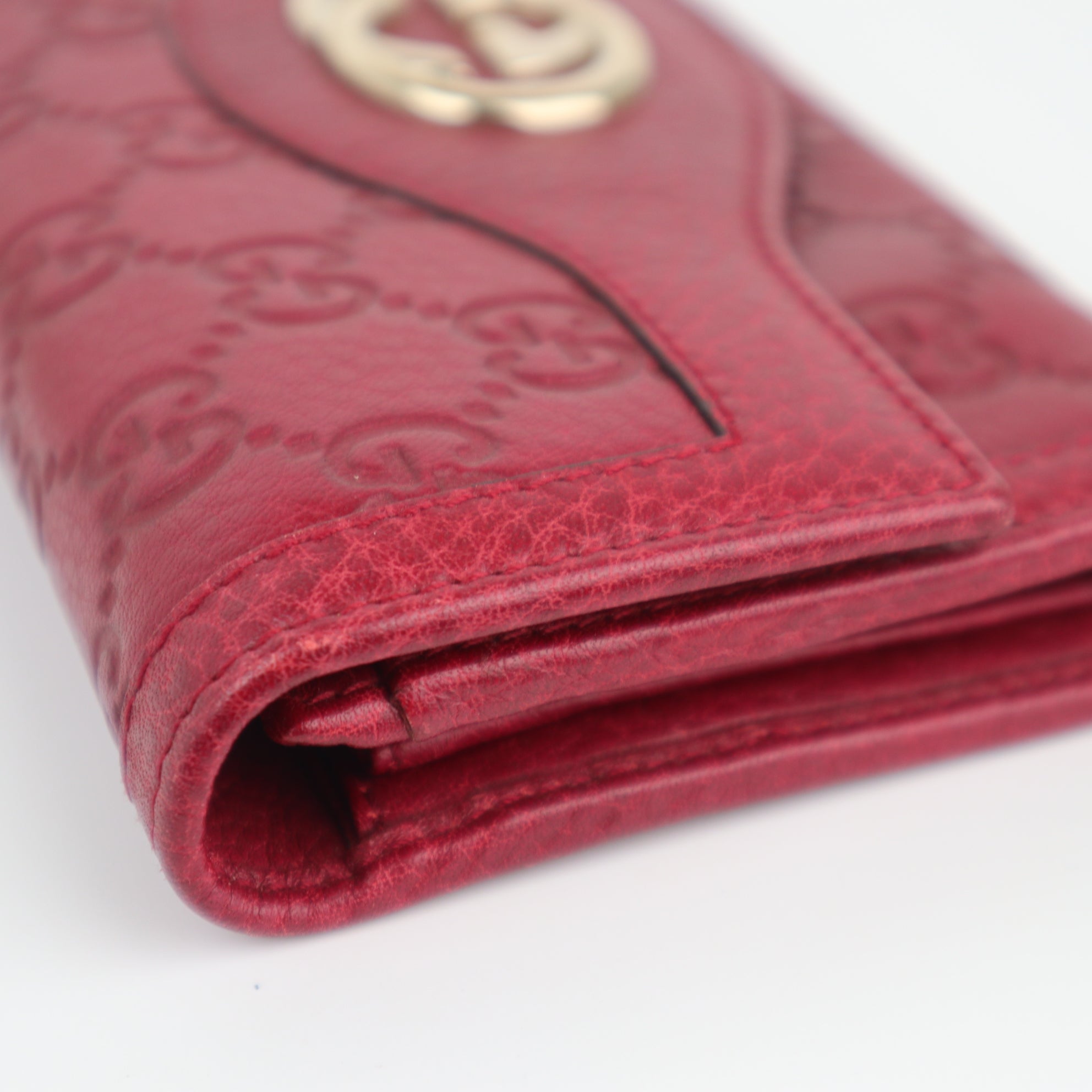 C2145 Gucci Wallet Sukey Guccissima Interlocking G Red | Pre-Owned Very Good Red Guccissima