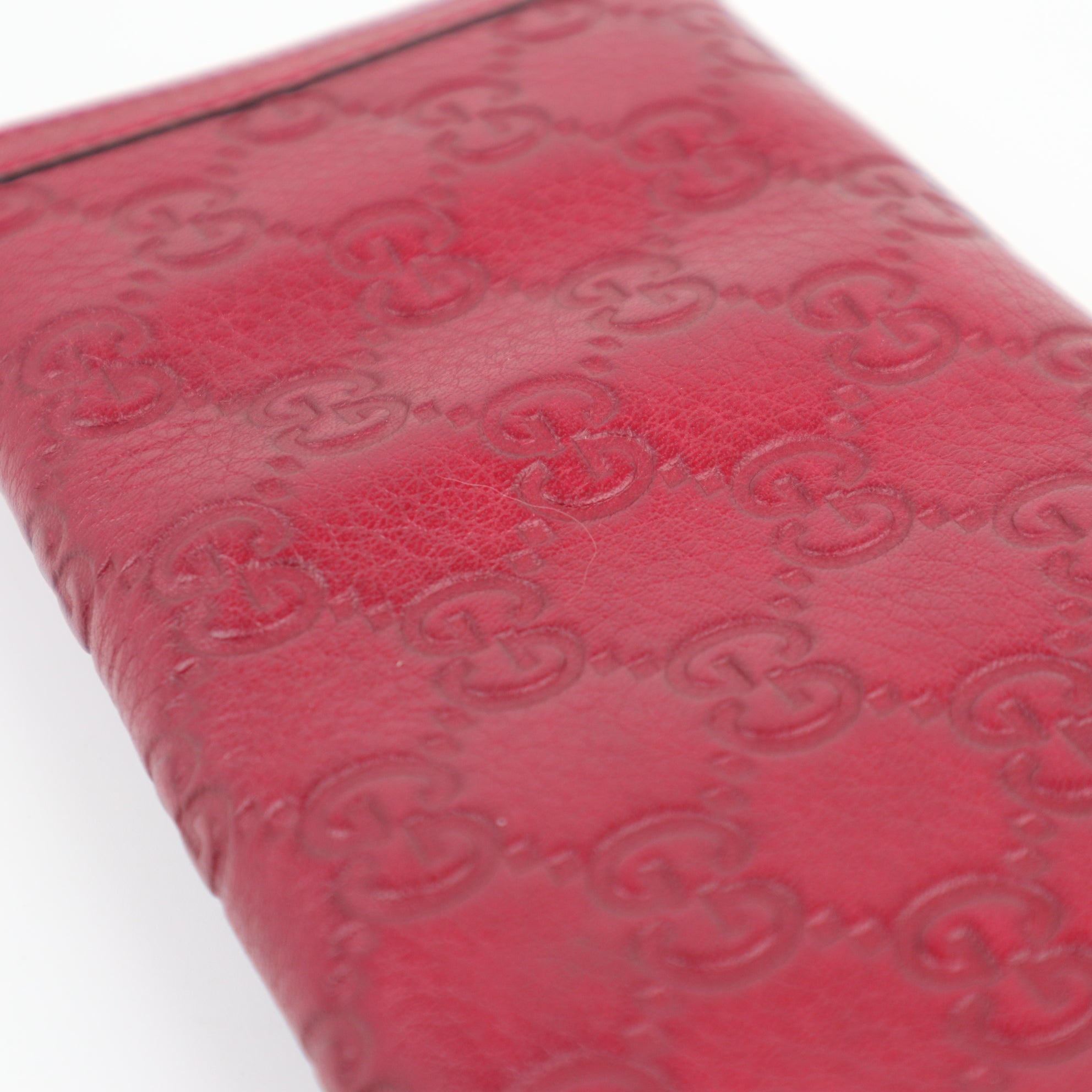C2145 Gucci Wallet Sukey Guccissima Interlocking G Red | Pre-Owned Very Good Red Guccissima