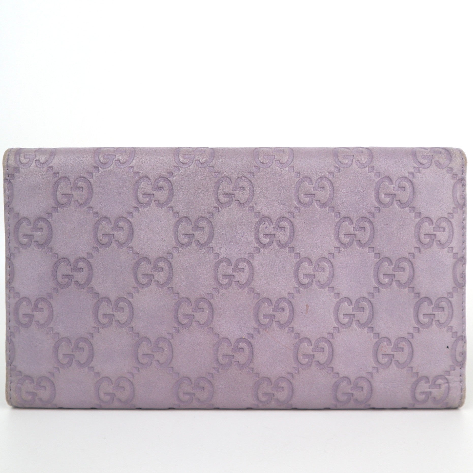 C2146 Gucci Wallet Purple Guccissima Leather Compact Tri-Fold Wallet | Pre-Owned Very Good Purple Guccissima