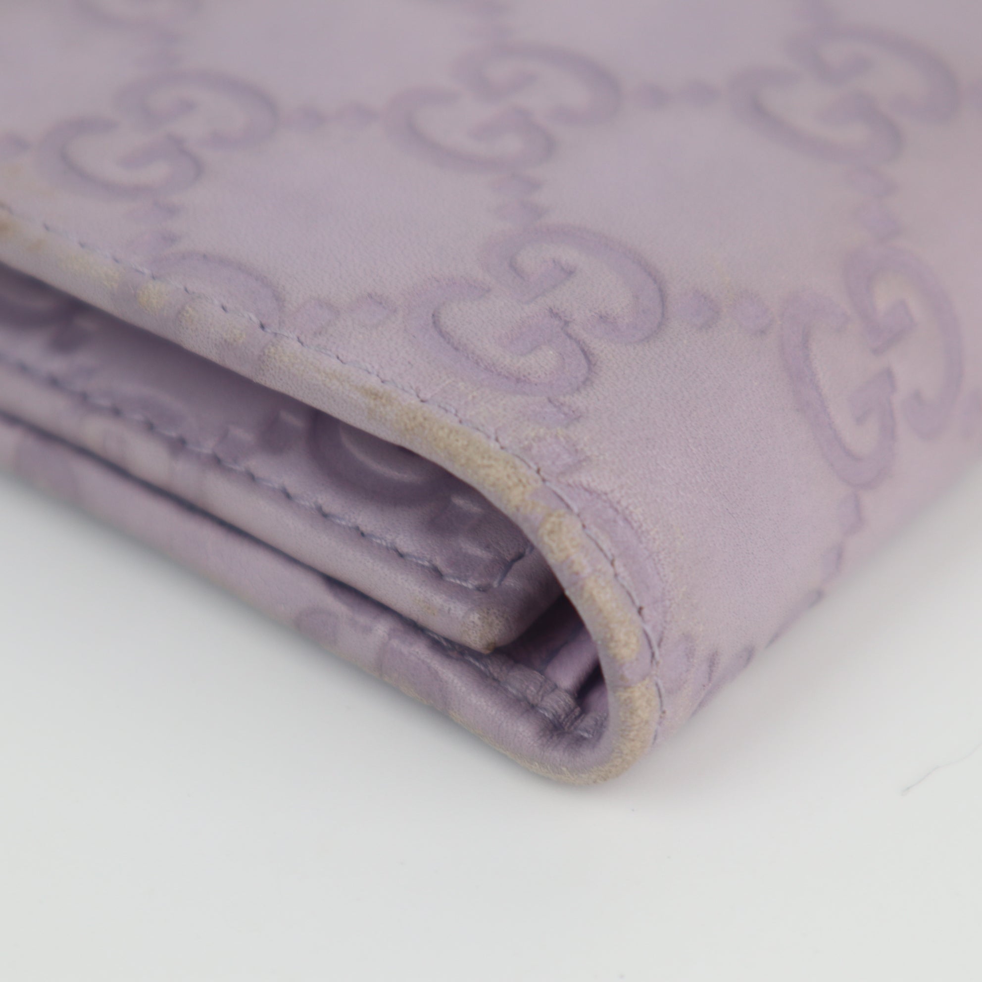 C2146 Gucci Wallet Purple Guccissima Leather Compact Tri-Fold Wallet | Pre-Owned Very Good Purple Guccissima
