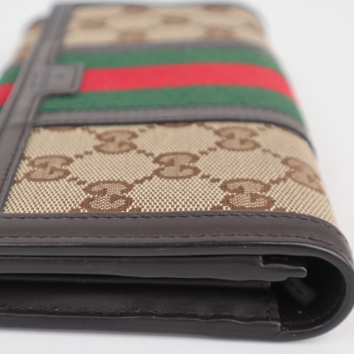 C2149 Gucci Wallet GG Canvas Web Wallet | Pre-Owned Very Good Brown GG Canvas