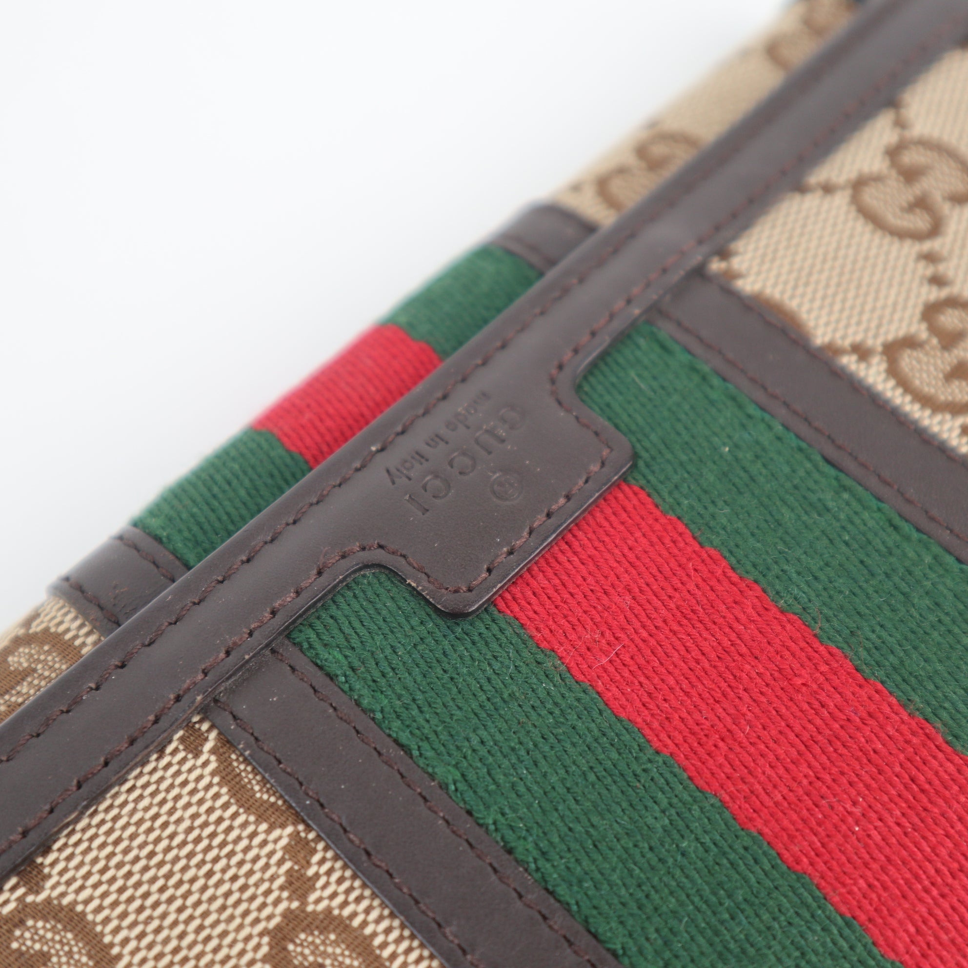 C2149 Gucci Wallet GG Canvas Web Wallet | Pre-Owned Very Good Brown GG Canvas