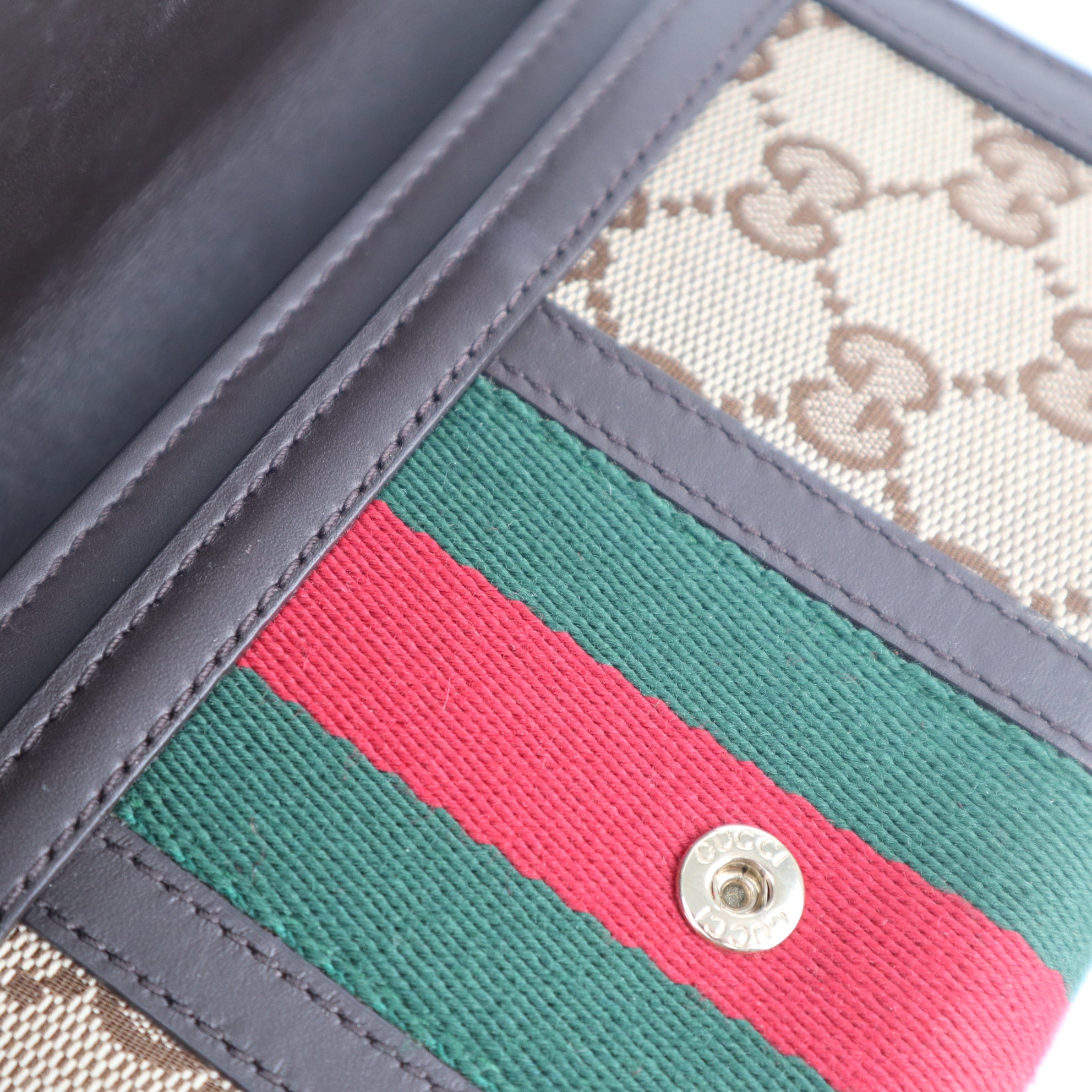 C2149 Gucci Wallet GG Canvas Web Wallet | Pre-Owned Very Good Brown GG Canvas