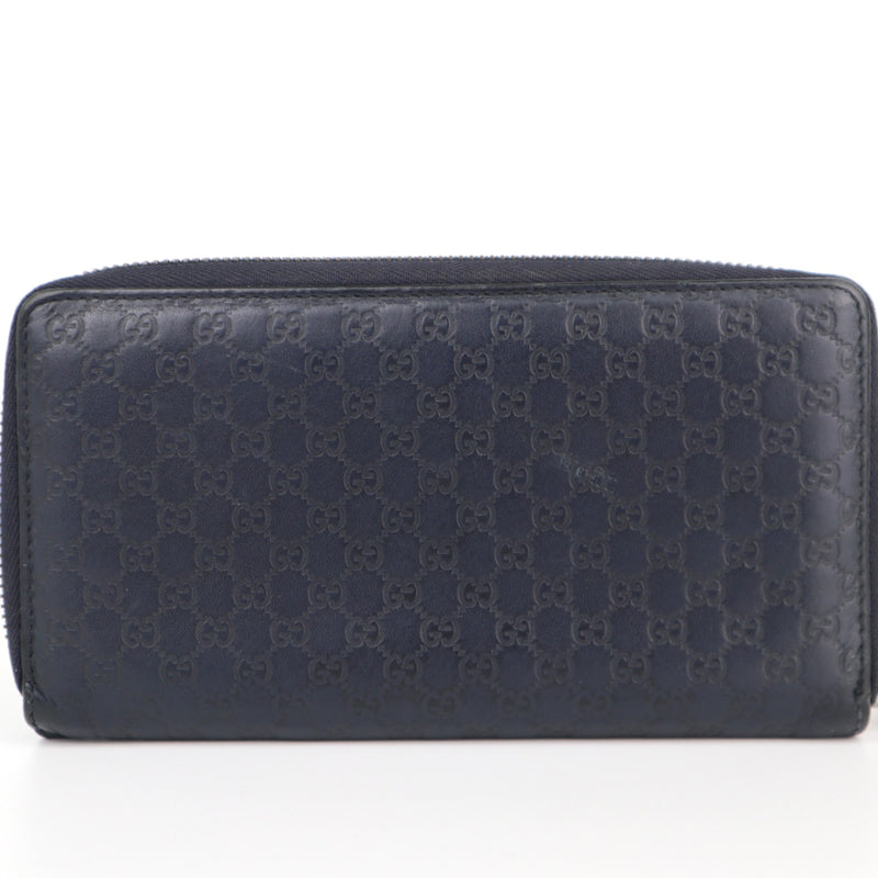C2150# Gucci Wallet Imprime Monogram GG Zip Around Wallet deep blue | Pre-Owned Very Good Deep Blue Monogram