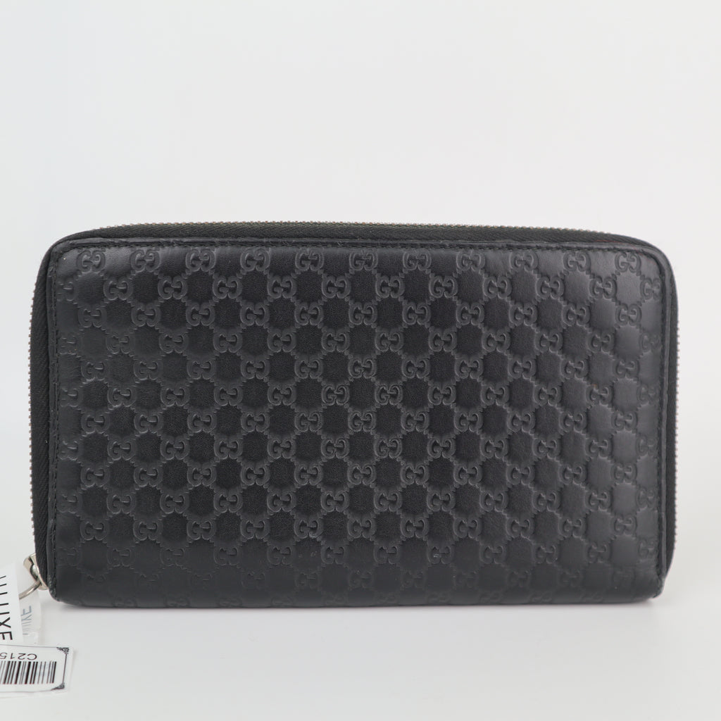 C2151# Gucci Wallet Imprime Monogram GG Zip Around Wallet Black | Pre-Owned Very Good Black Monogram
