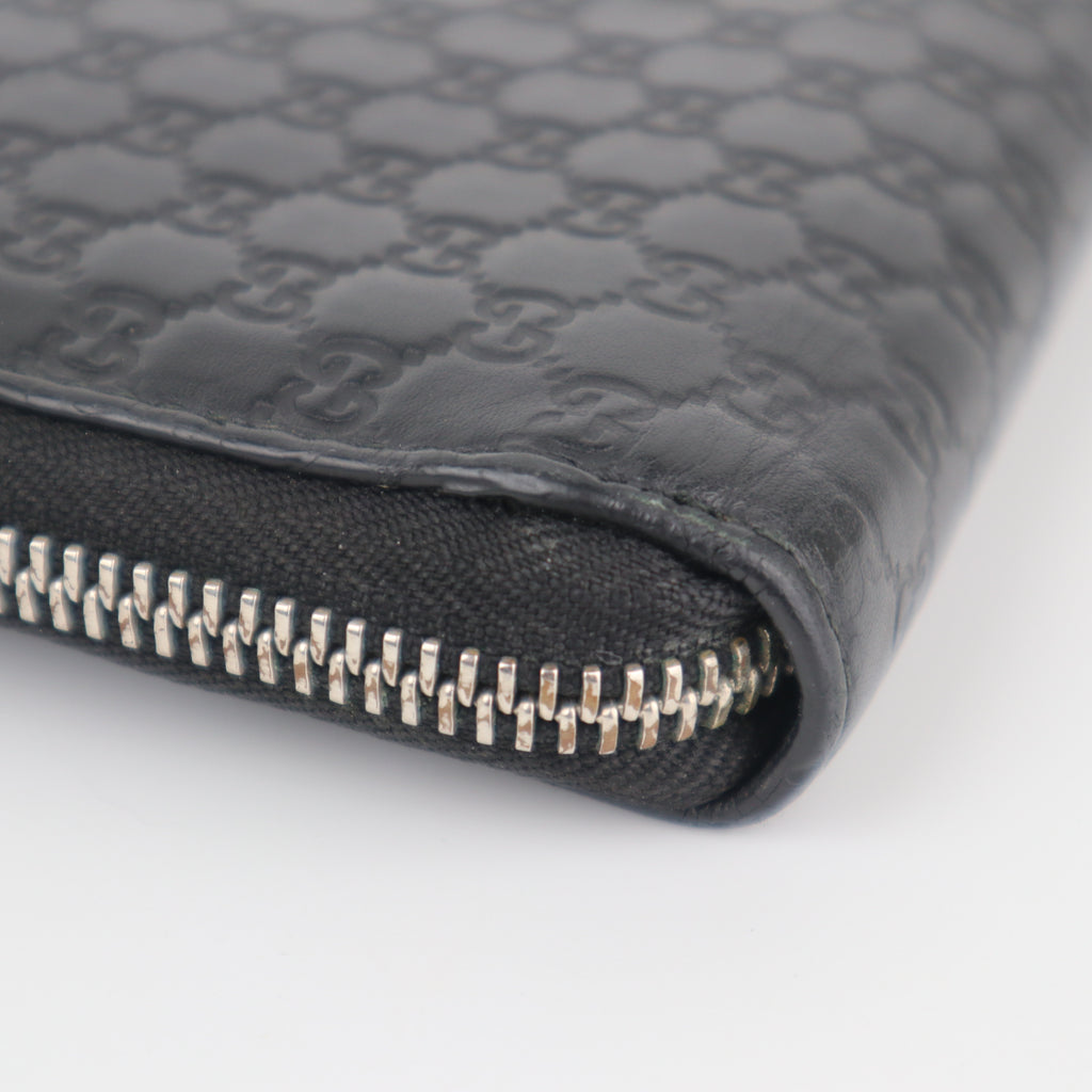 C2151# Gucci Wallet Imprime Monogram GG Zip Around Wallet Black | Pre-Owned Very Good Black Monogram
