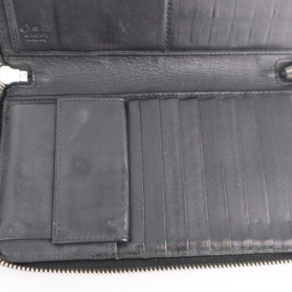 C2151# Gucci Wallet Imprime Monogram GG Zip Around Wallet Black | Pre-Owned Very Good Black Monogram