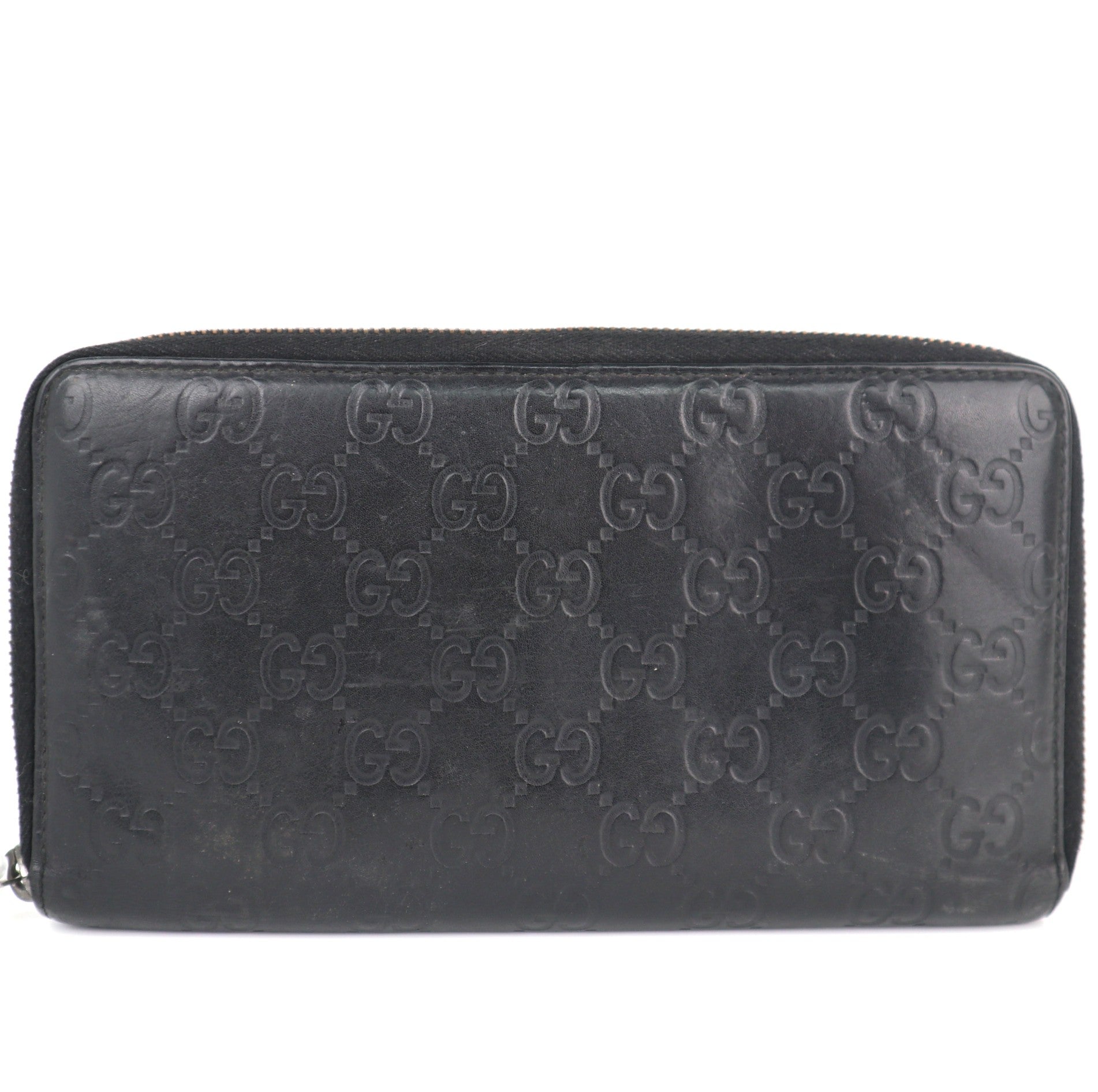 C2153# Gucci Wallet Imprime Monogram GG Zip Around Wallet Black | Pre-Owned Very Good Black Monogram