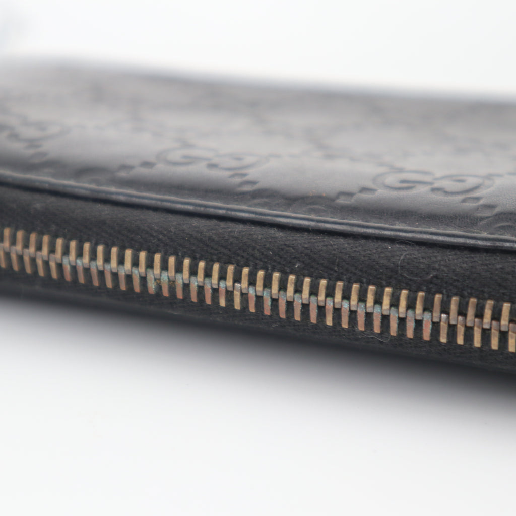 C2153# Gucci Wallet Imprime Monogram GG Zip Around Wallet Black | Pre-Owned Very Good Black Monogram