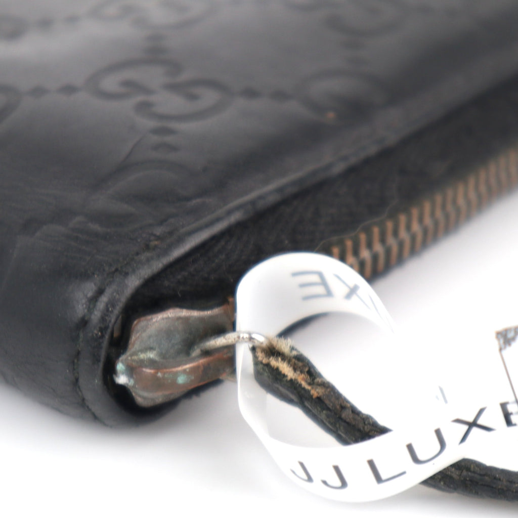 C2153# Gucci Wallet Imprime Monogram GG Zip Around Wallet Black | Pre-Owned Very Good Black Monogram
