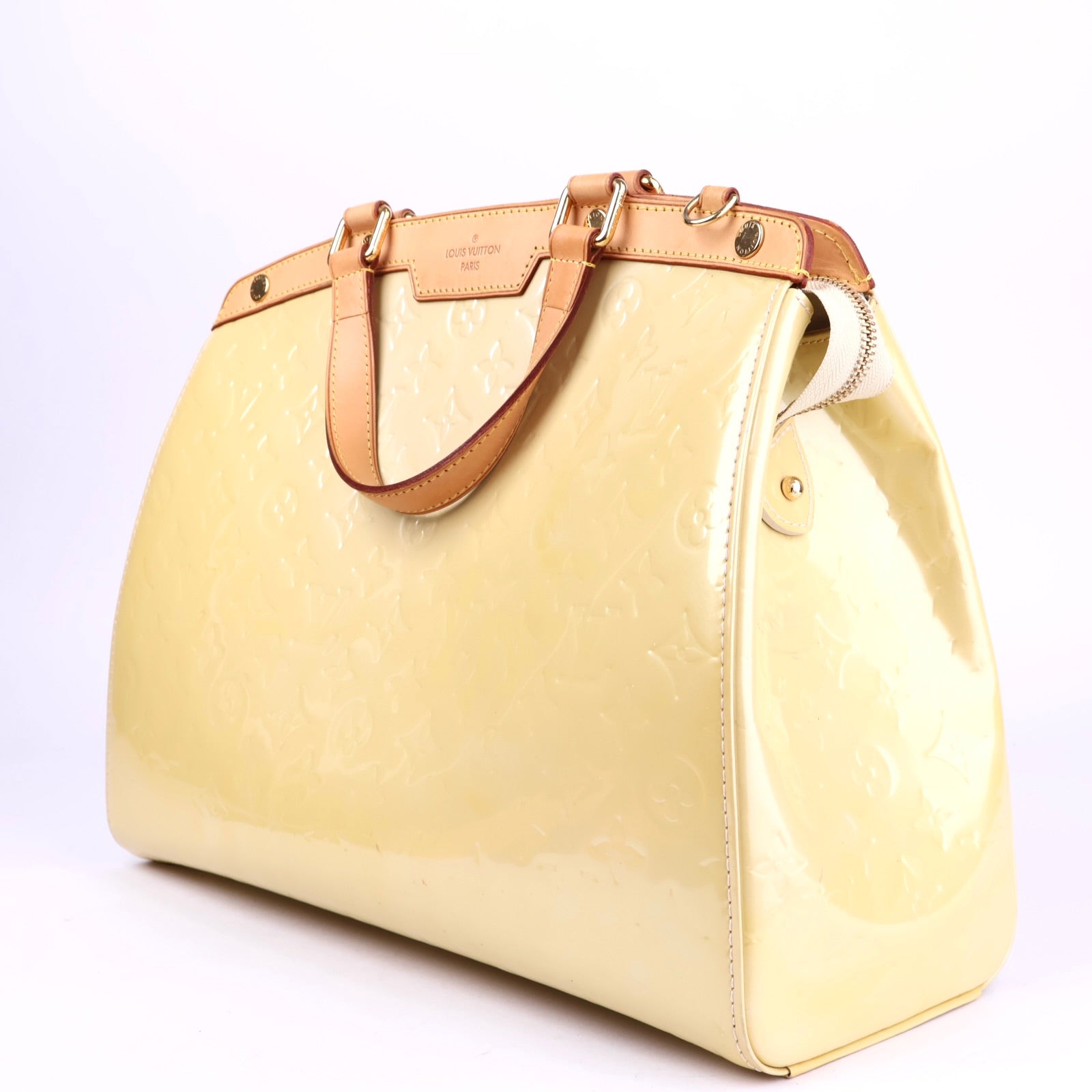 J2089 Louis Vuitton Citron Monogram Vernis Brea MM Bag- Pre Owned