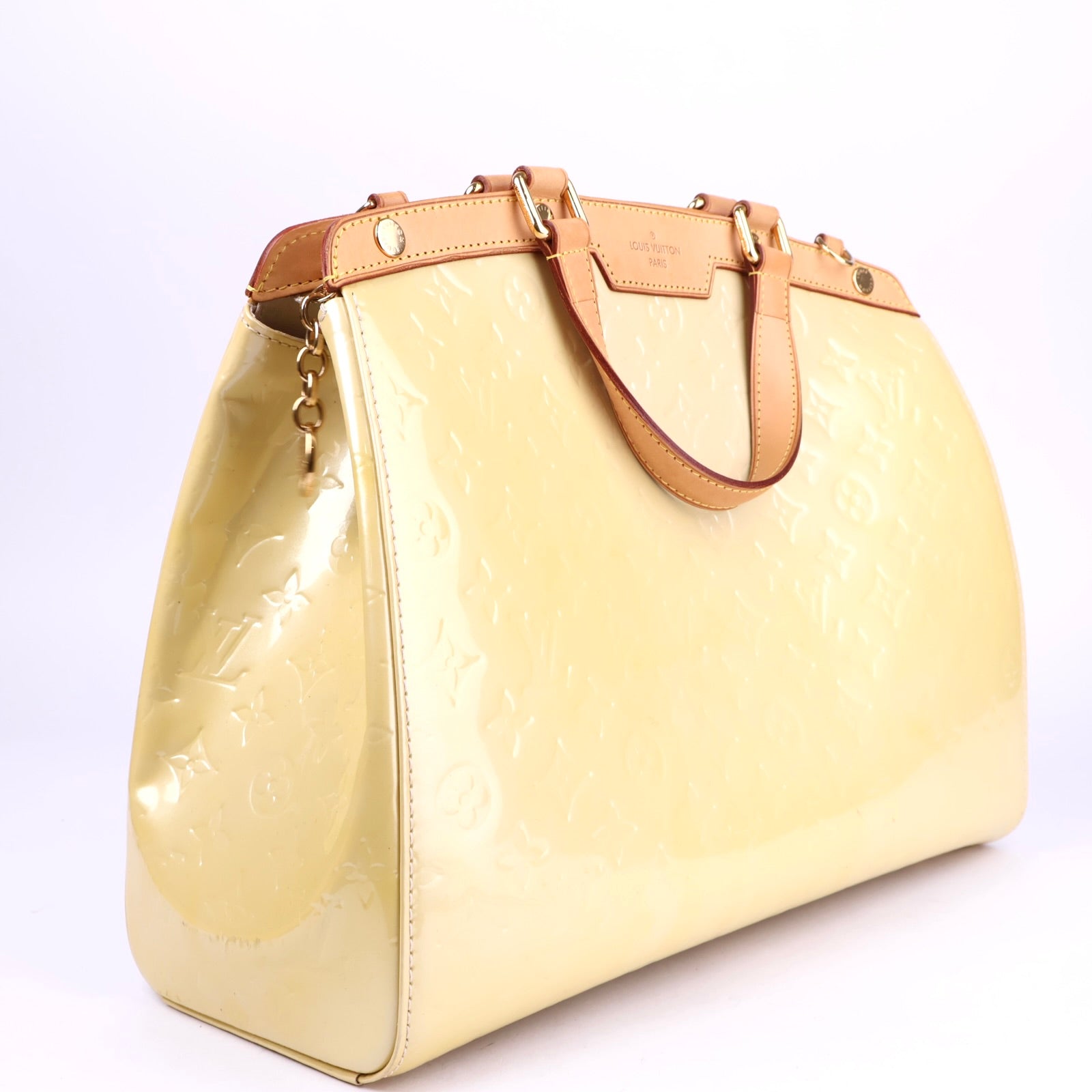 J2089 Louis Vuitton Citron Monogram Vernis Brea MM Bag- Pre Owned