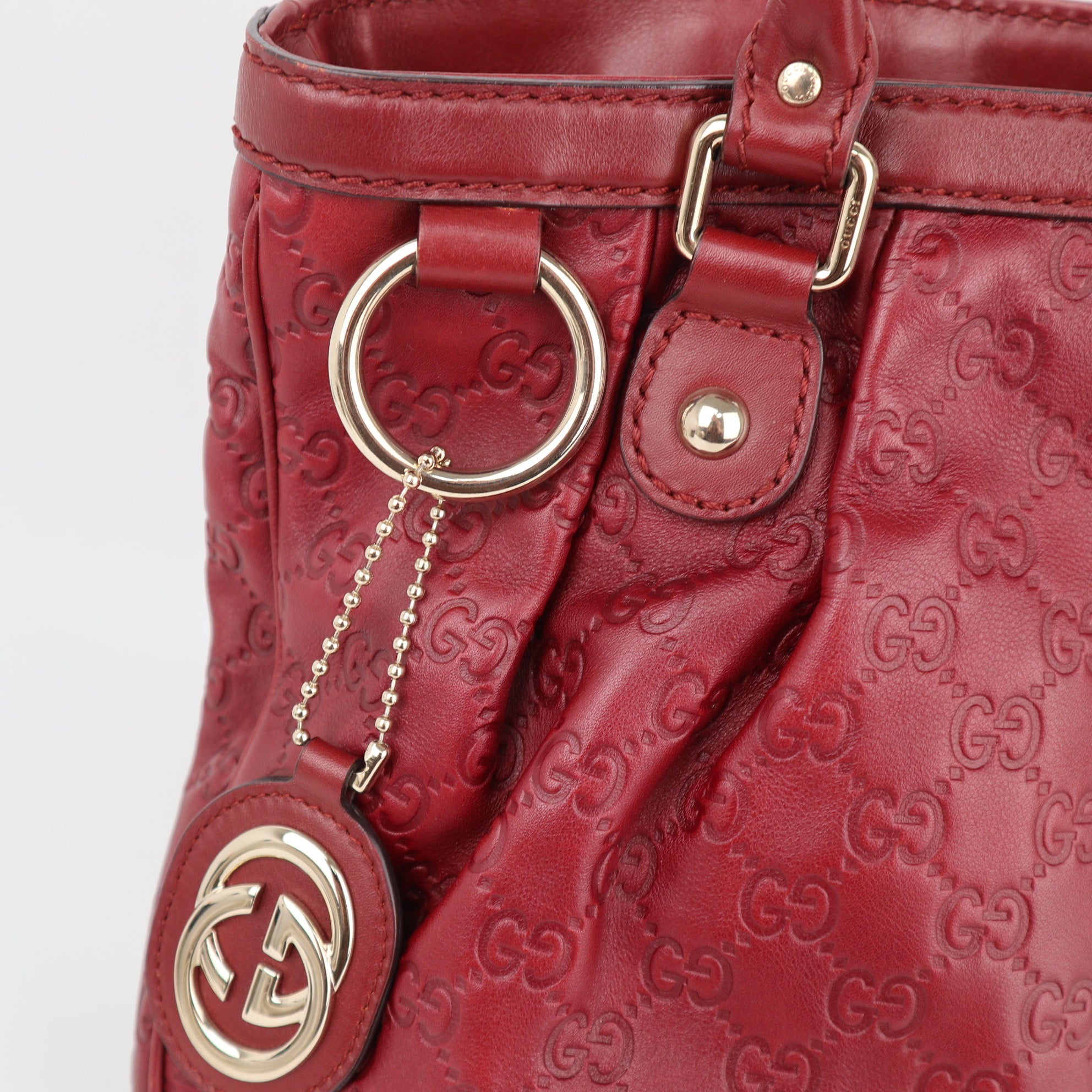C2161 Gucci Tote Bag Guccissima Sukey Red | Pre-Owned Excellent Red Guccissima