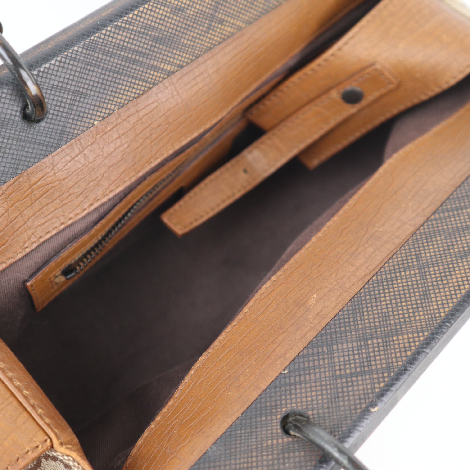 C2170 Gucci Tote Bag GG Canvas Wood Handle Tote Bag | Pre-Owned Very Good Brown GG Canvas