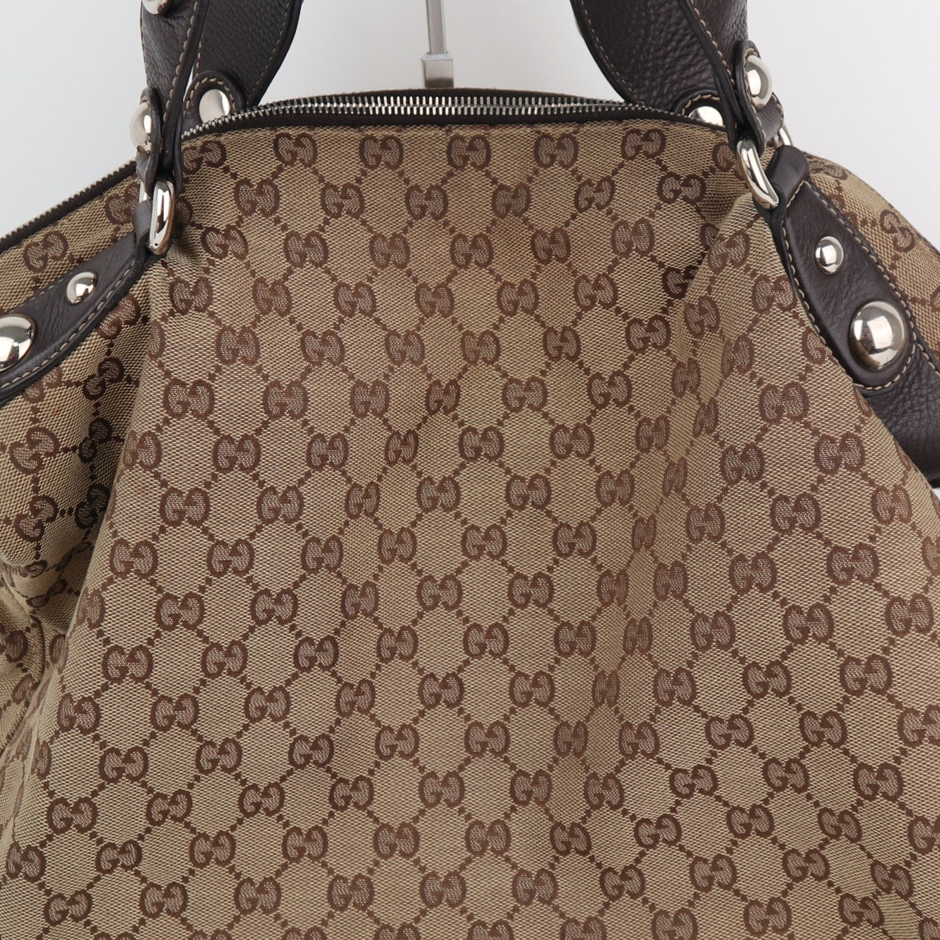 C2171 Gucci Tote Bag GG Canvas Icon Bit Large | Pre-Owned Very Good Brown GG Canvas