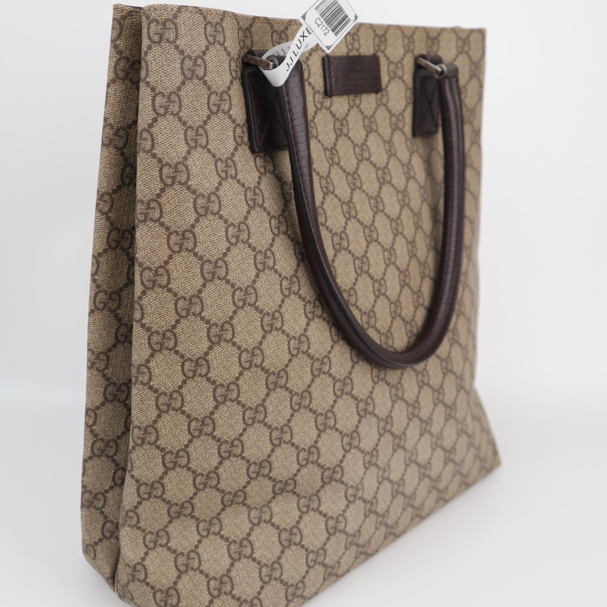 C2172 Gucci Tote Bag GG Supreme Canvas Tote Bag | Pre-Owned Excellent Brown GG Supreme