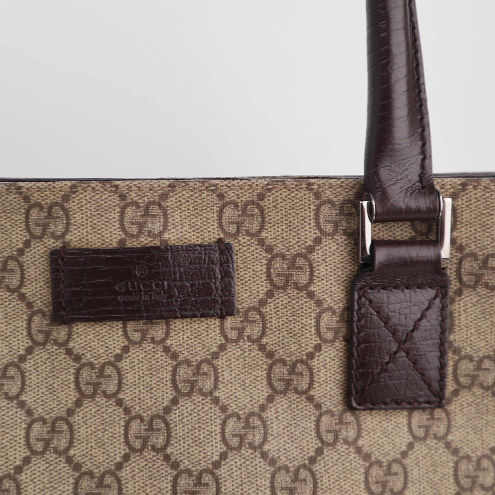 C2172 Gucci Tote Bag GG Supreme Canvas Tote Bag | Pre-Owned Excellent Brown GG Supreme