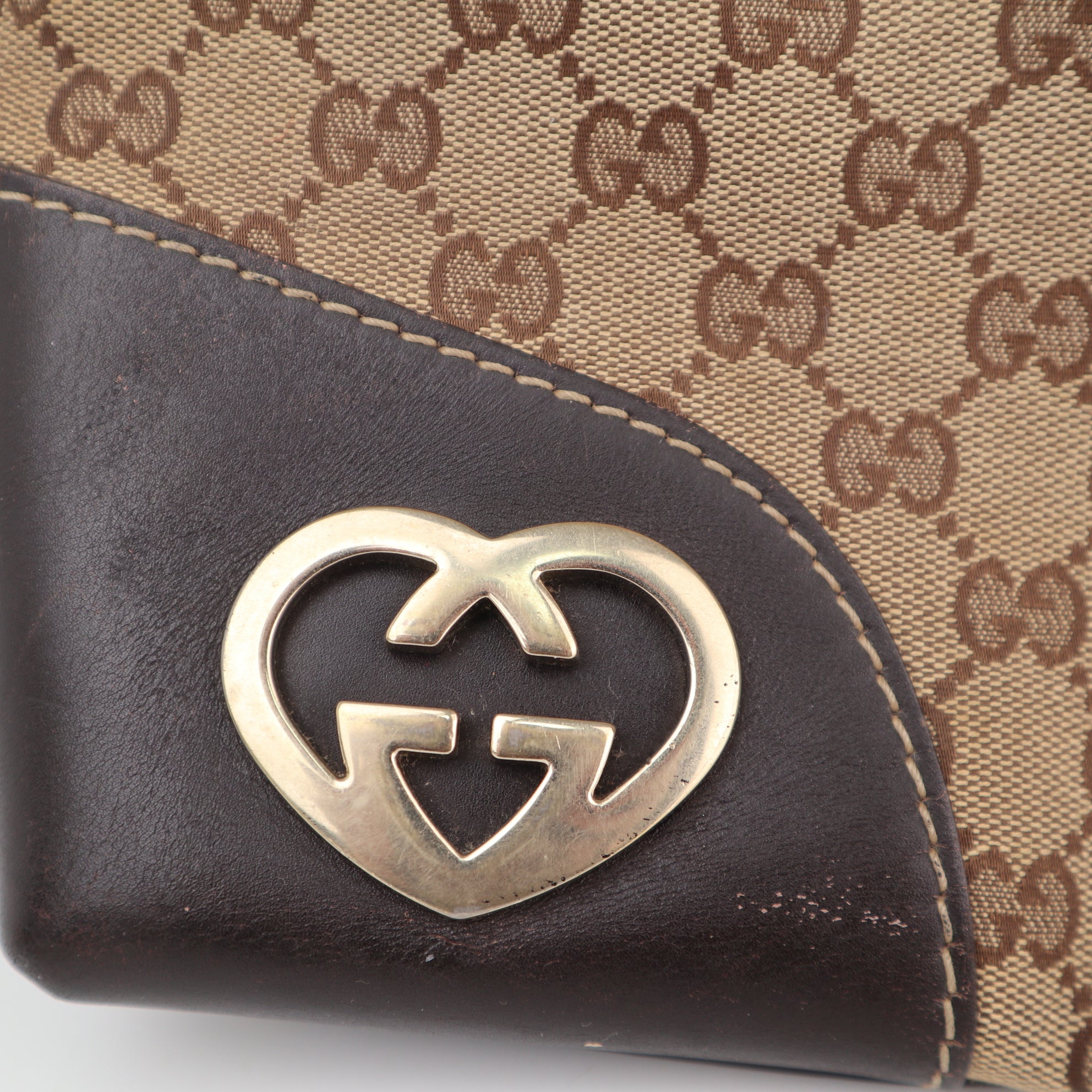 C2174 Gucci Shoulder Bag Monogram Medium Lovely Heart Hobo Bag | Pre-Owned Very Good Brown Monogram