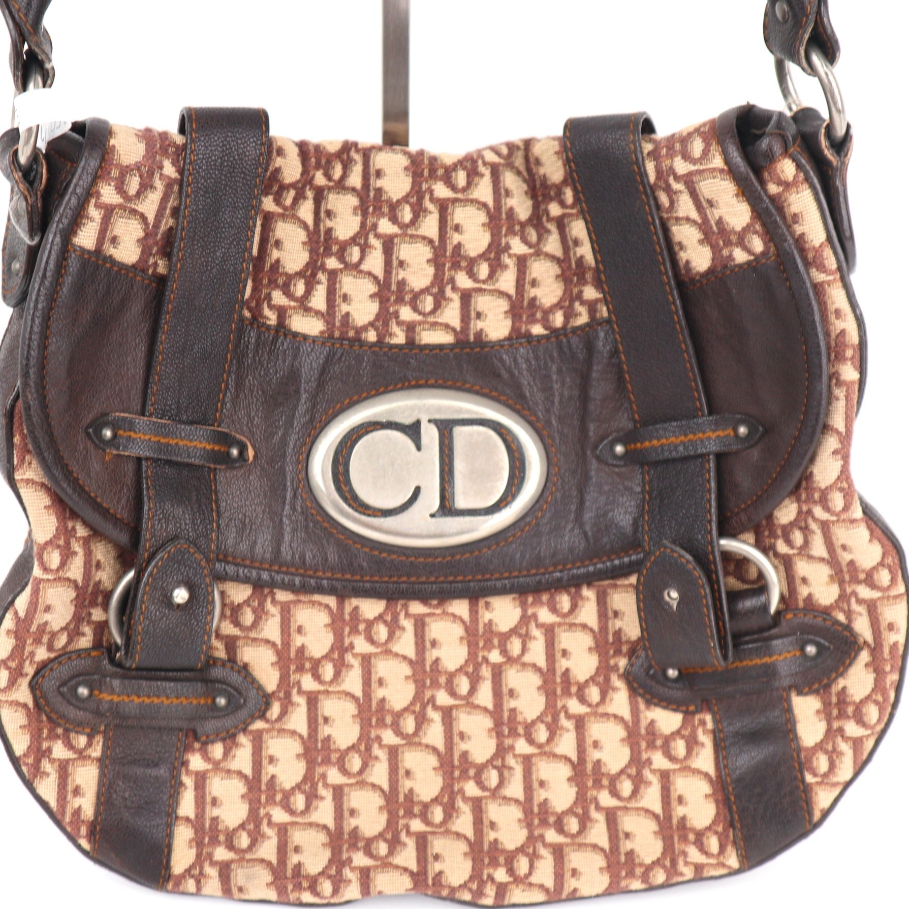 C2175 Christian Dior Shoulder Bag Vintage Trotter Canvas Flight Shoulder Bag | Pre-Owned Very Good Brown Trotter