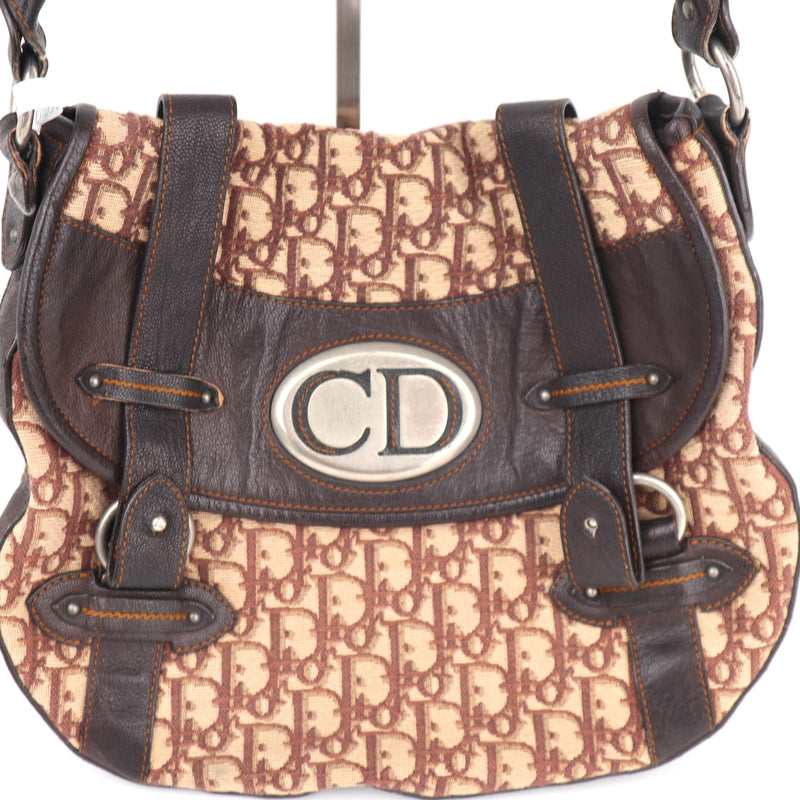 C2175# Christian Dior Shoulder Bag Vintage Trotter Canvas Flight Shoulder Bag | Pre-Owned Very Good Brown Trotter