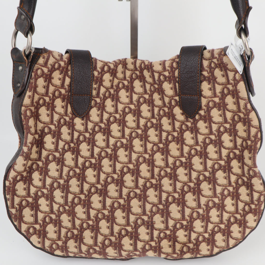 C2175 Christian Dior Shoulder Bag Vintage Trotter Canvas Flight Shoulder Bag | Pre-Owned Very Good Brown Trotter