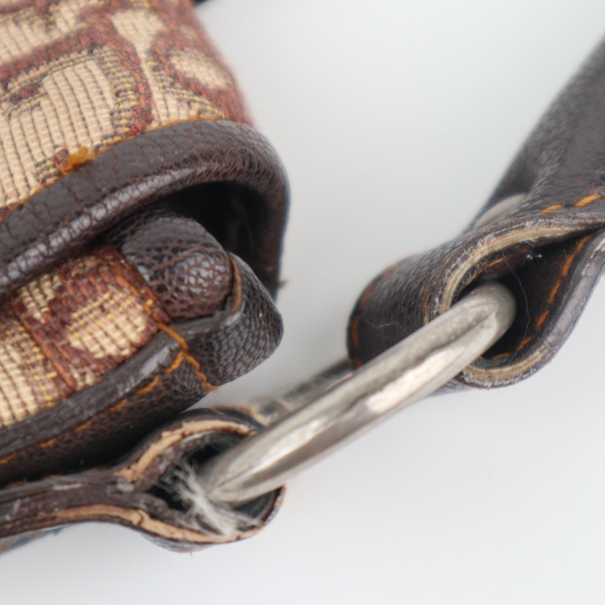 C2175 Christian Dior Shoulder Bag Vintage Trotter Canvas Flight Shoulder Bag | Pre-Owned Very Good Brown Trotter