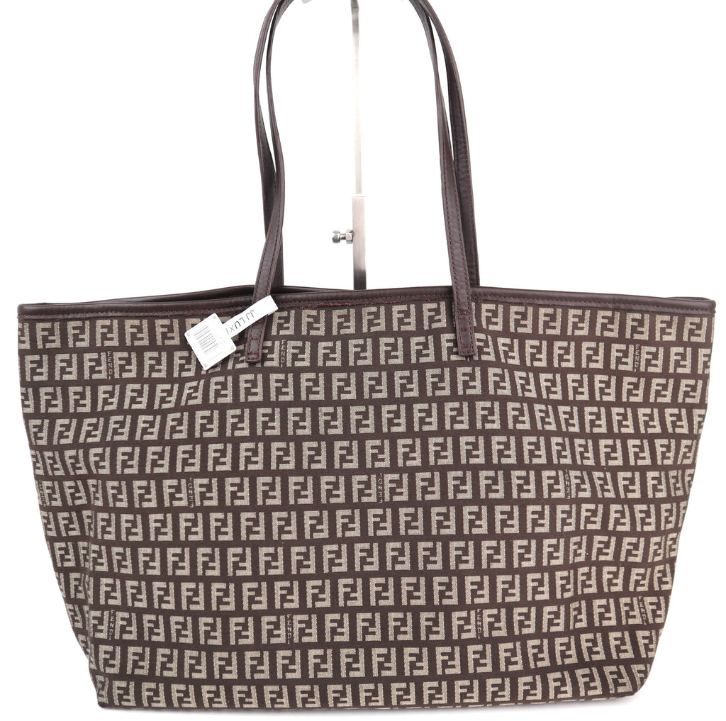 C2176 Fendi Tote Bag Zucca Canvas Roll Tote Bag | Pre-Owned Excellent Brown Zucca