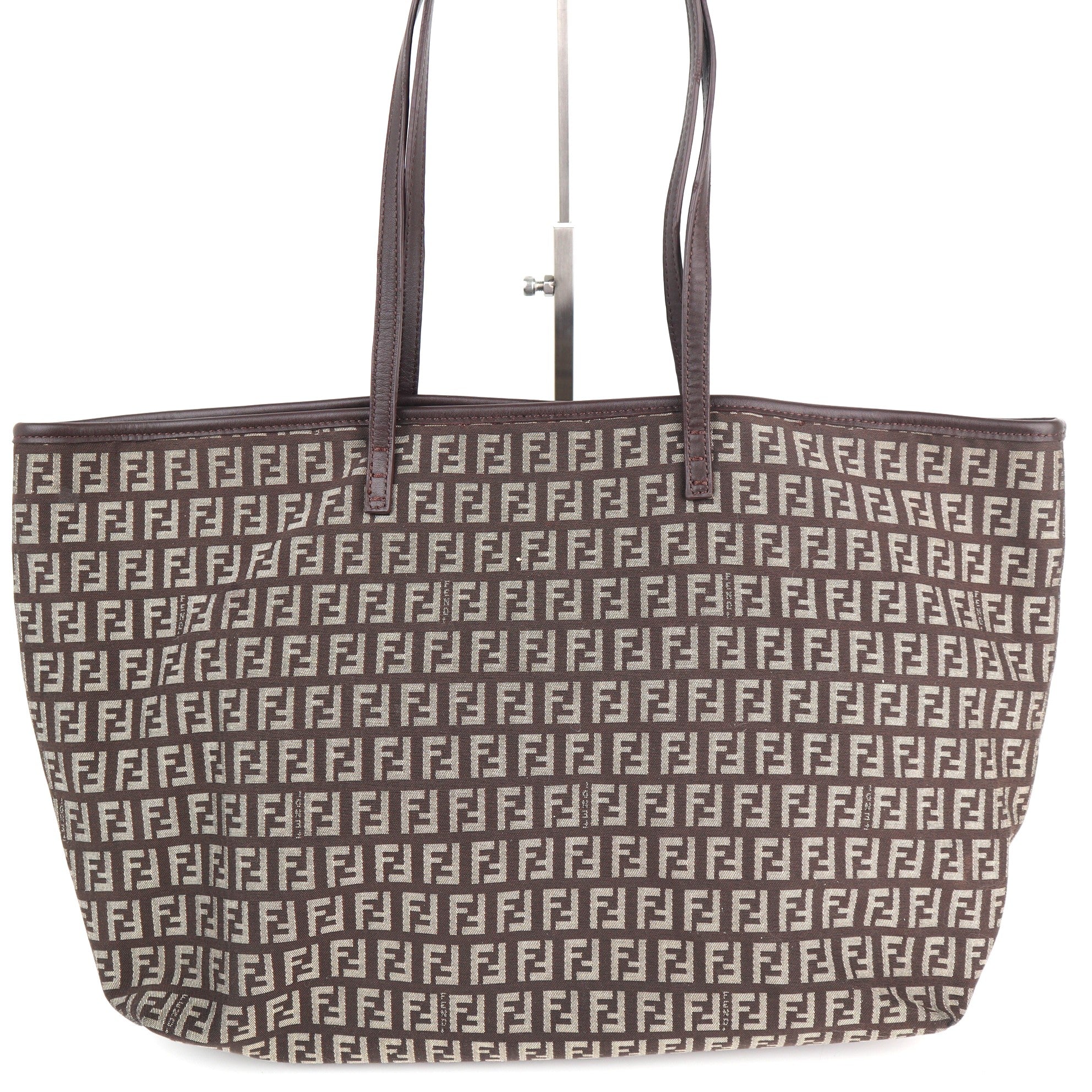 C2176 Fendi Tote Bag Zucca Canvas Roll Tote Bag | Pre-Owned Excellent Brown Zucca