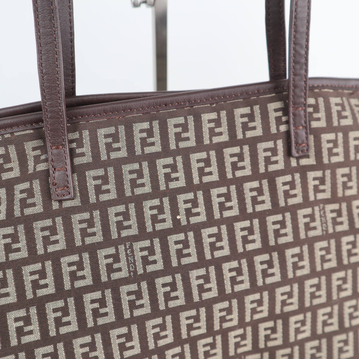 C2176 Fendi Tote Bag Zucca Canvas Roll Tote Bag | Pre-Owned Excellent Brown Zucca
