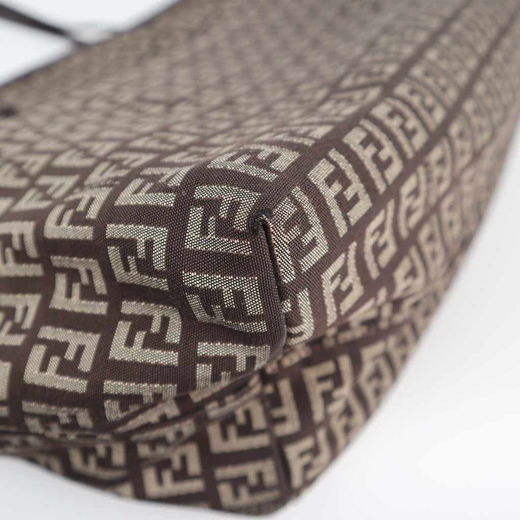 C2176 Fendi Tote Bag Zucca Canvas Roll Tote Bag | Pre-Owned Excellent Brown Zucca