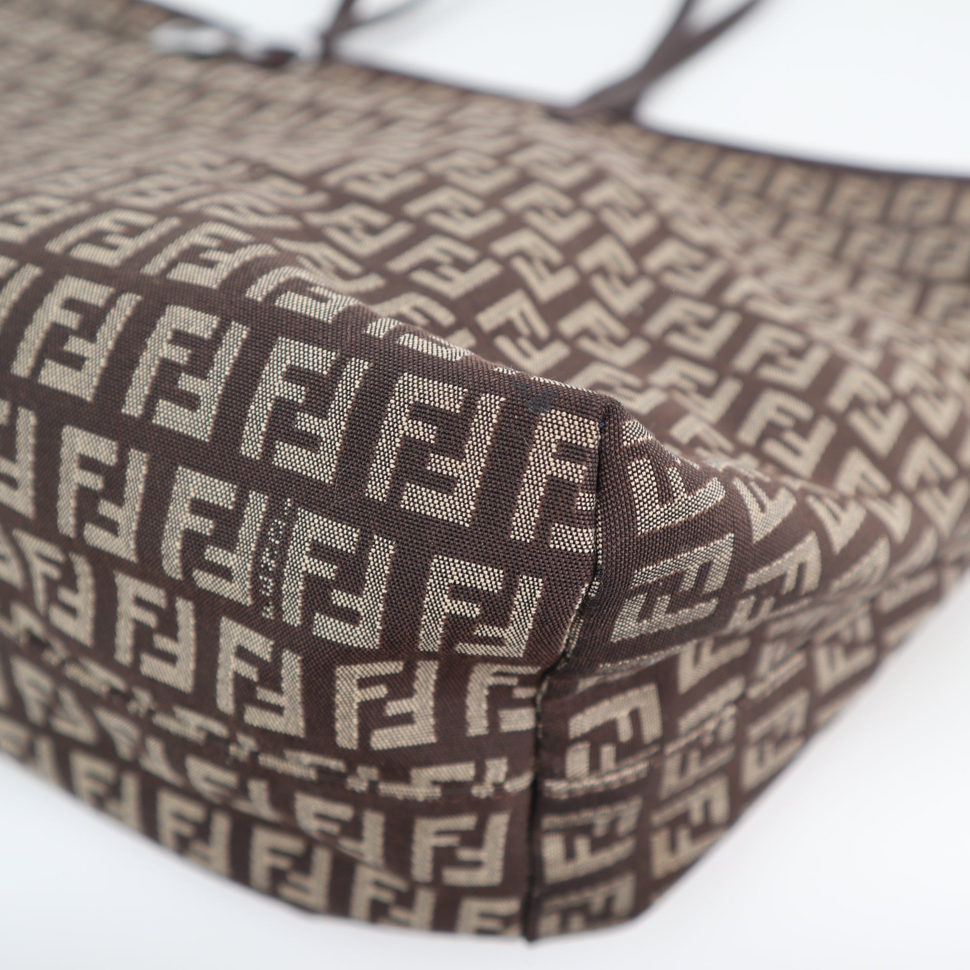 C2176 Fendi Tote Bag Zucca Canvas Roll Tote Bag | Pre-Owned Excellent Brown Zucca