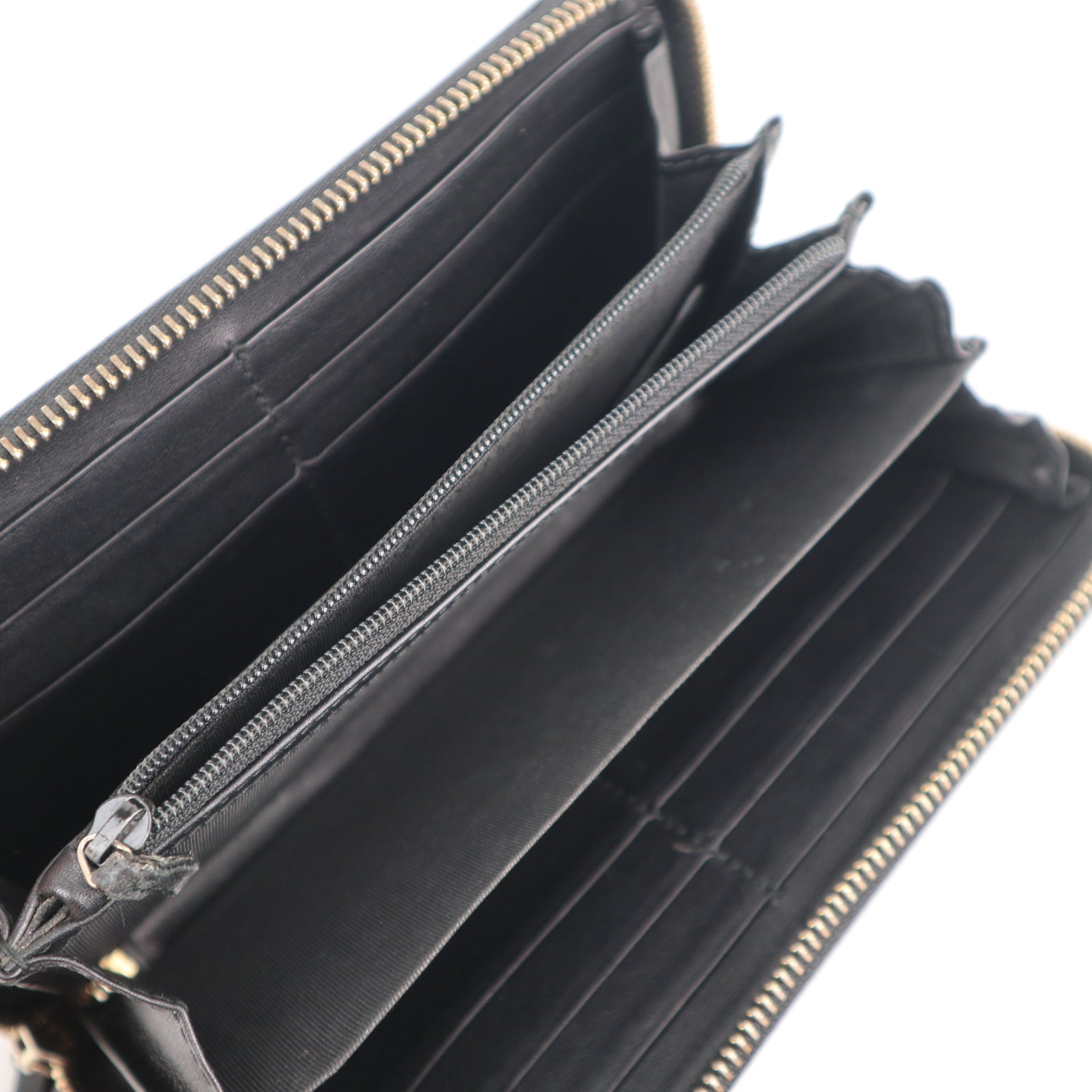 C2181 Gucci Wallet GG Zip Around Wallet Black Leather | Pre-Owned Excellent Black Leather