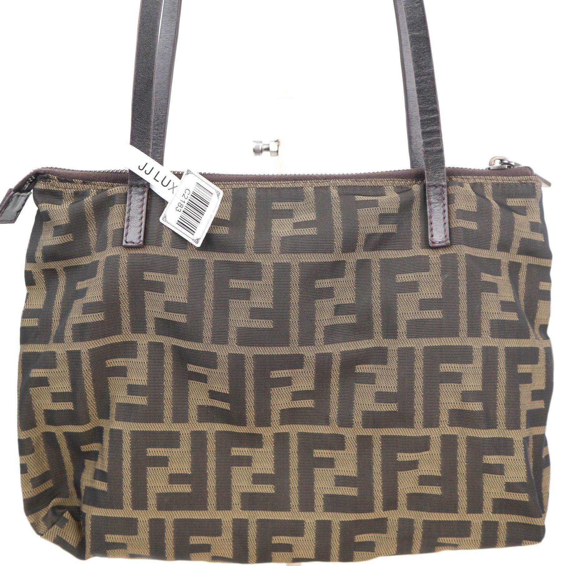 C2183 Fendi Shoulder Bag Zucca Canvas Zip Top Shoulder Bag | Pre-Owned Very Good Brown Zucca