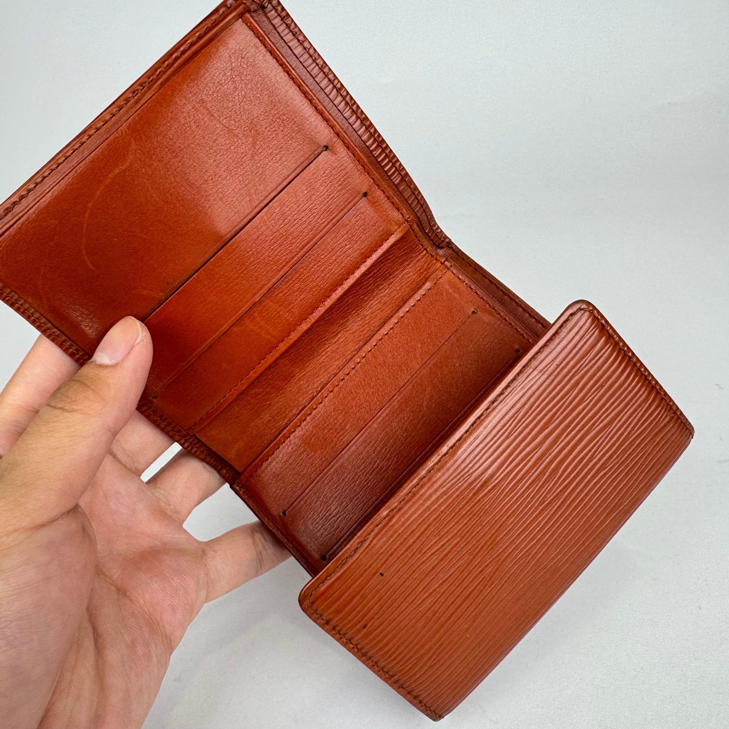 LOUIS VUITTON Trifold Epi Leather Brown Wallet Coin Purse- Pre Owned