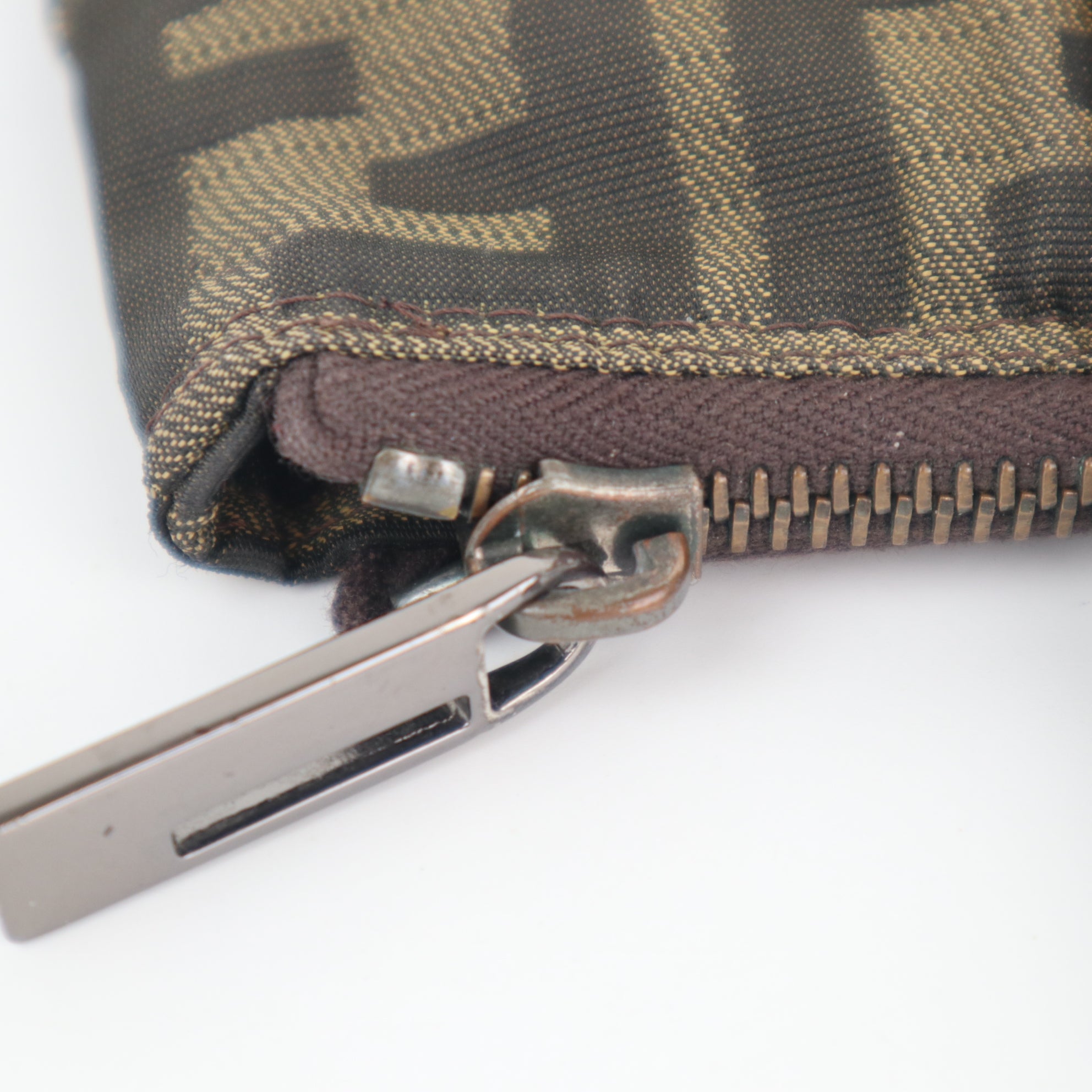 C2183 Fendi Shoulder Bag Zucca Canvas Zip Top Shoulder Bag | Pre-Owned Very Good Brown Zucca