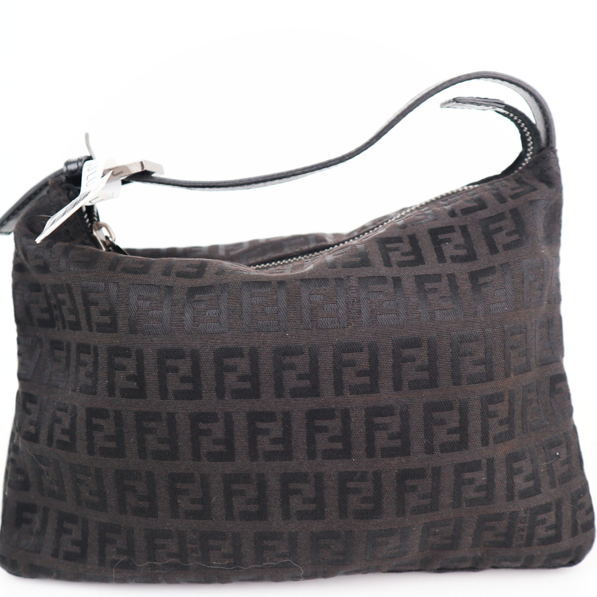 C2184 Fendi Shoulder Bag Zucchino Canvas Pochette | Pre-Owned Excellent Brown Zucchino