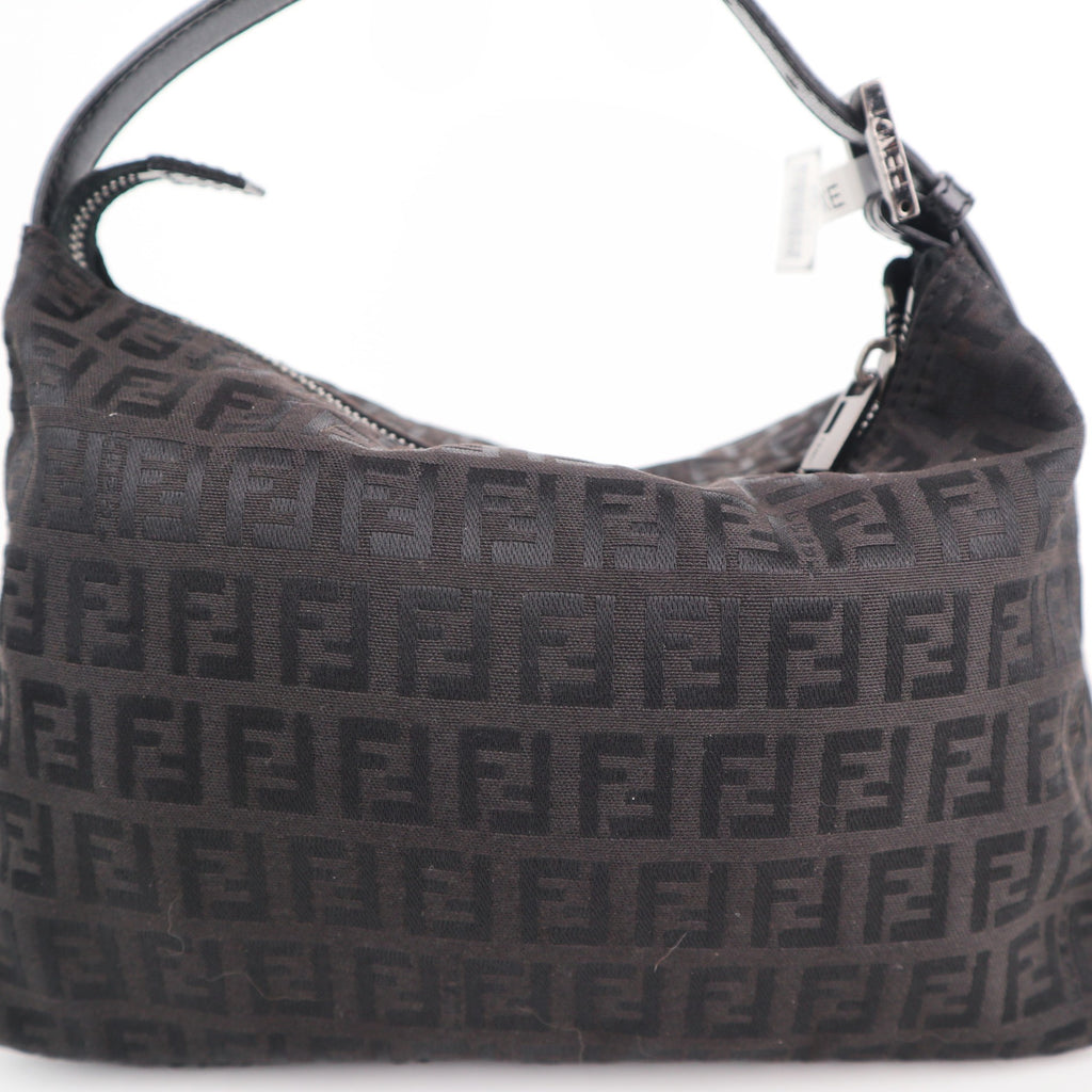 C2184 Fendi Shoulder Bag Zucchino Canvas Pochette | Pre-Owned Excellent Brown Zucchino