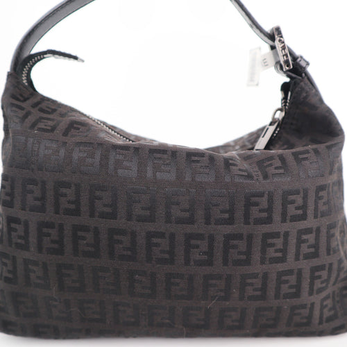 C2184 Fendi Shoulder Bag Zucchino Canvas Pochette | Pre-Owned Excellent Brown Zucchino