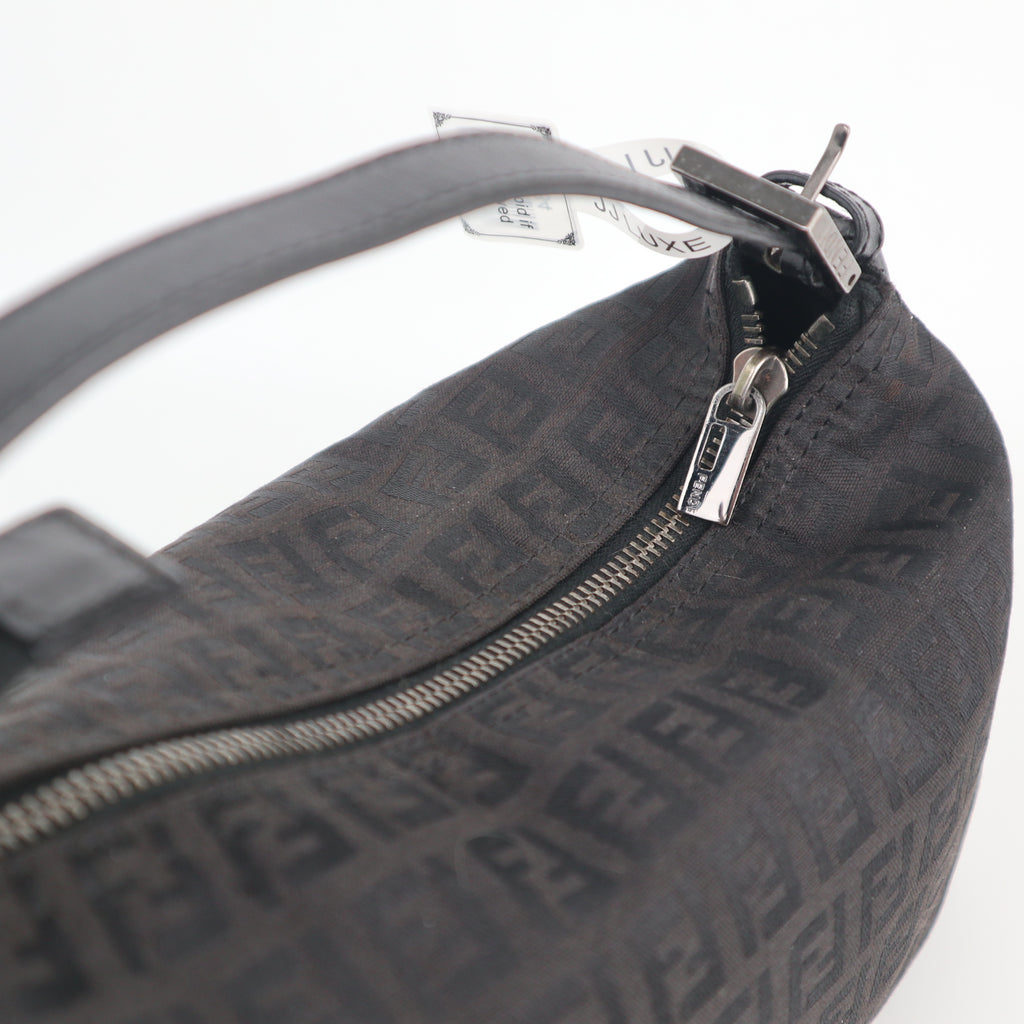 C2184 Fendi Shoulder Bag Zucchino Canvas Pochette | Pre-Owned Excellent Brown Zucchino