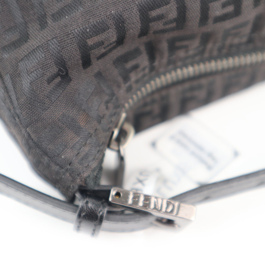 C2184 Fendi Shoulder Bag Zucchino Canvas Pochette | Pre-Owned Excellent Brown Zucchino