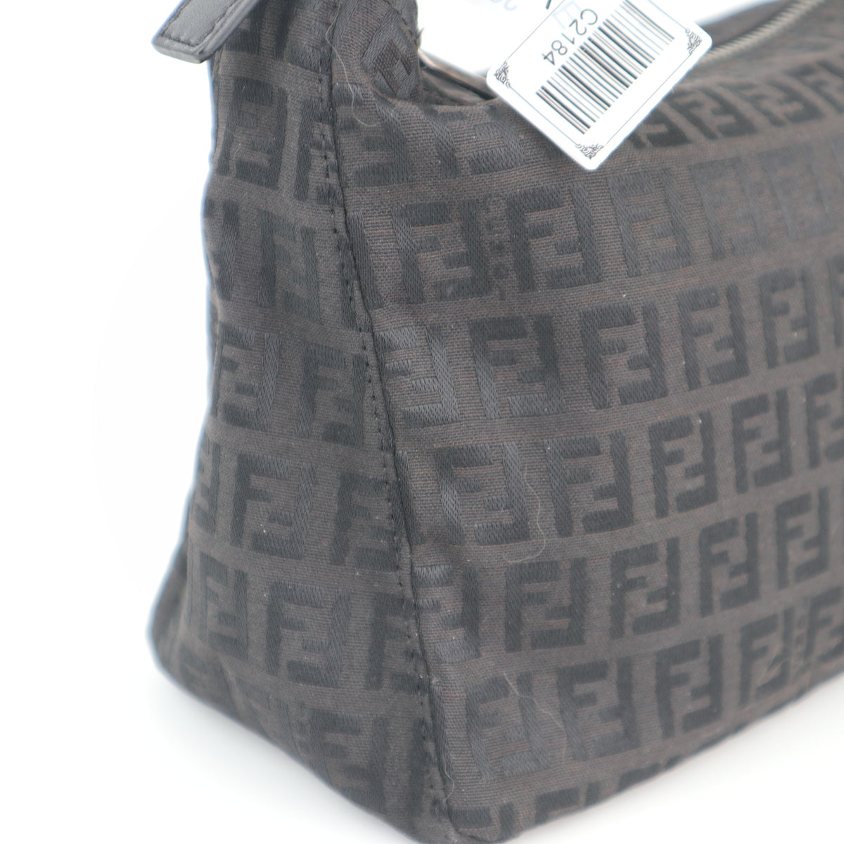 C2184 Fendi Shoulder Bag Zucchino Canvas Pochette | Pre-Owned Excellent Brown Zucchino